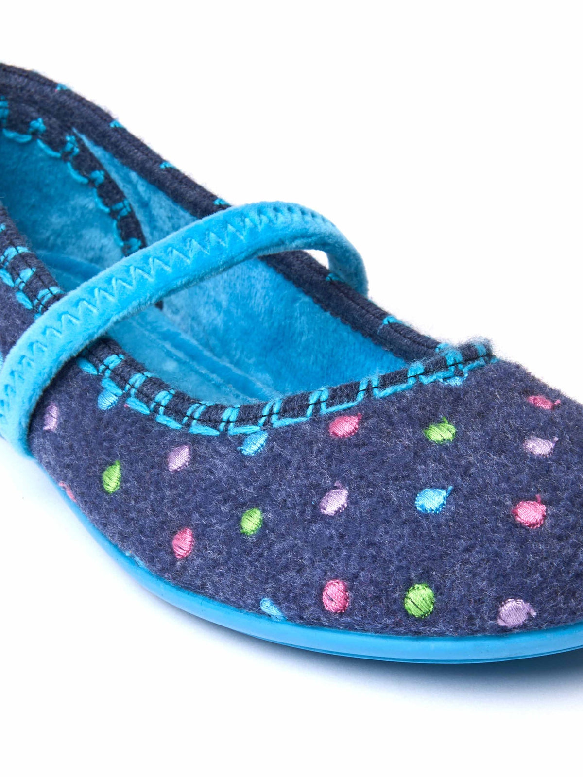 Blue spotty ballet bar slippers - CARAMEL DENIM