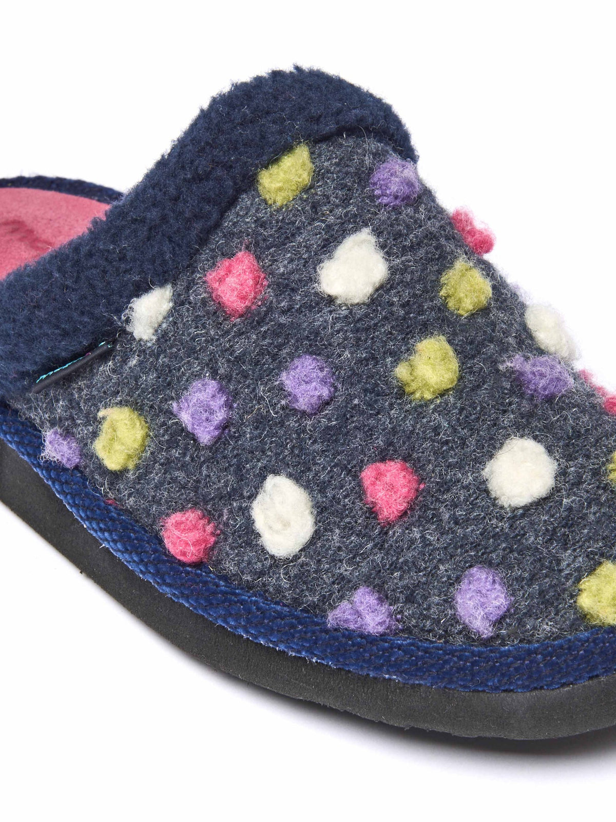 Blue colourful spotty mule slippers - MALIA 2 INDIGO