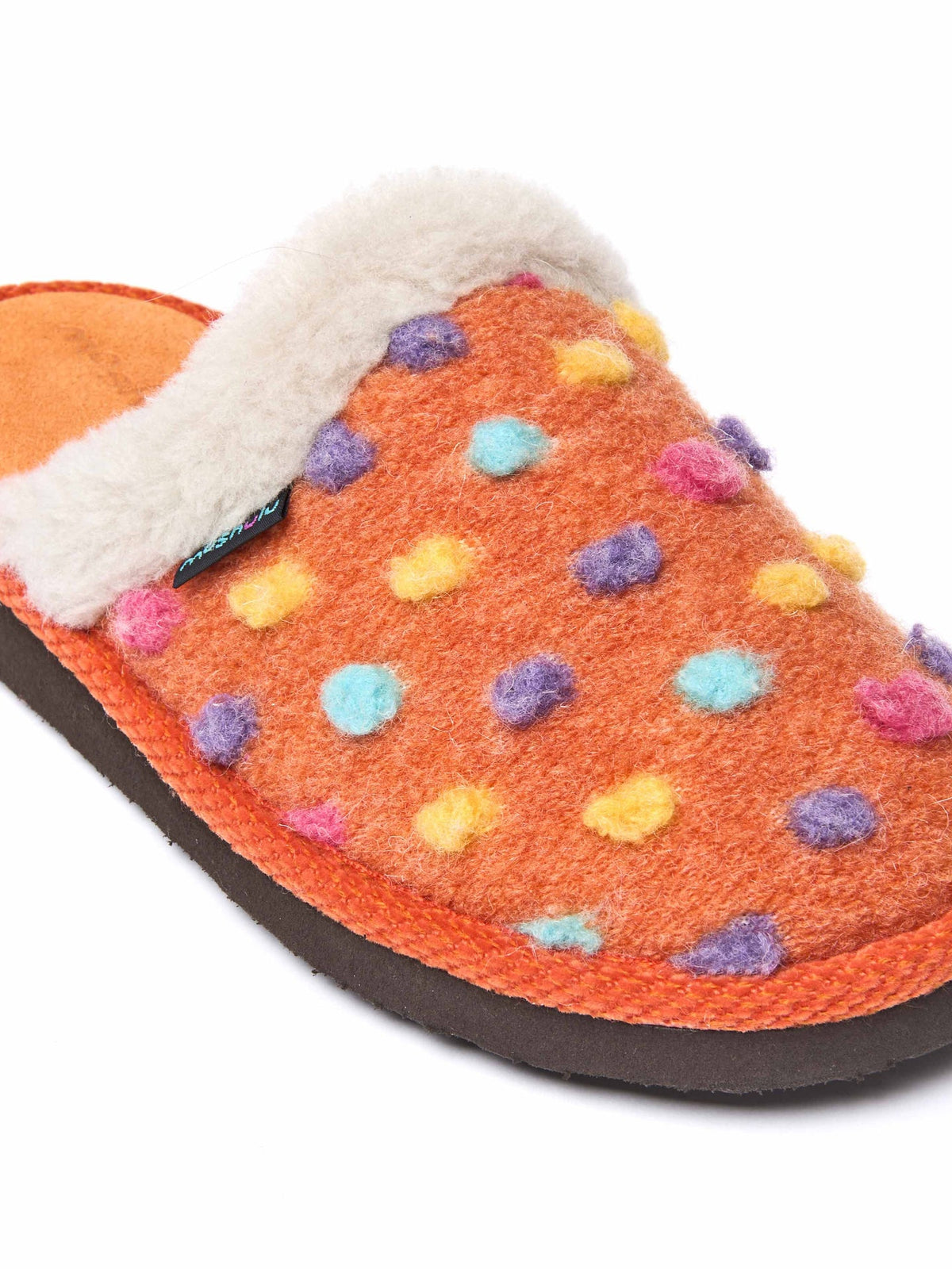 Orange colourful spotty mule slippers - MALIA 2 ORANGE