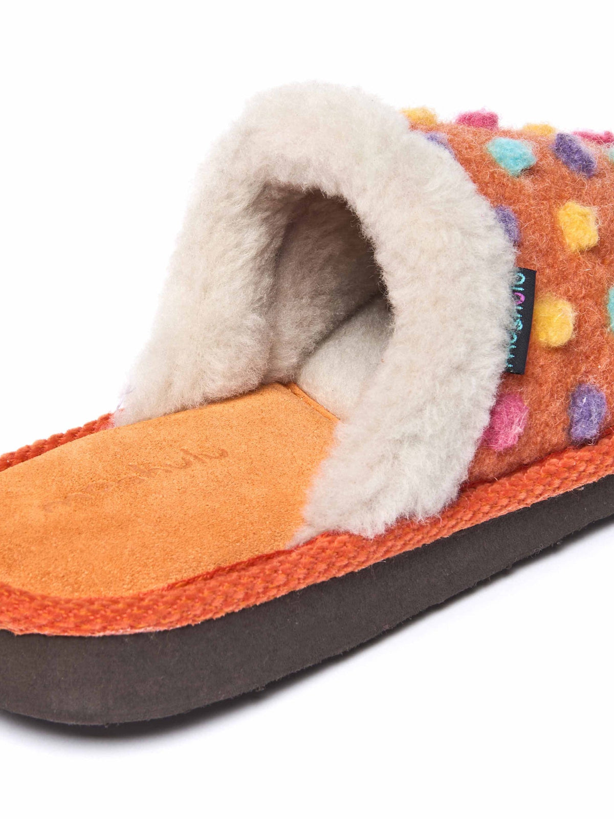 Orange colourful spotty mule slippers - MALIA 2 ORANGE