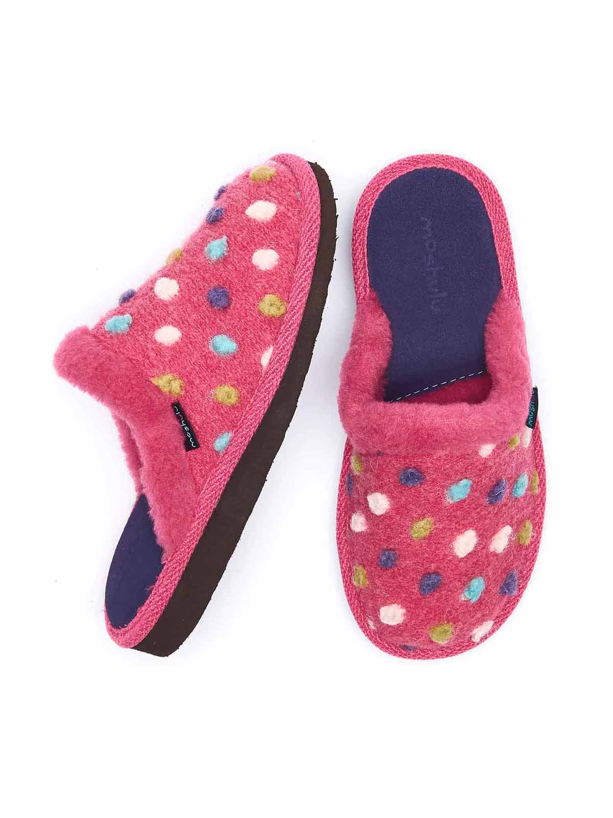Pink colourful spotty mule slippers - MALIA 2 PINK