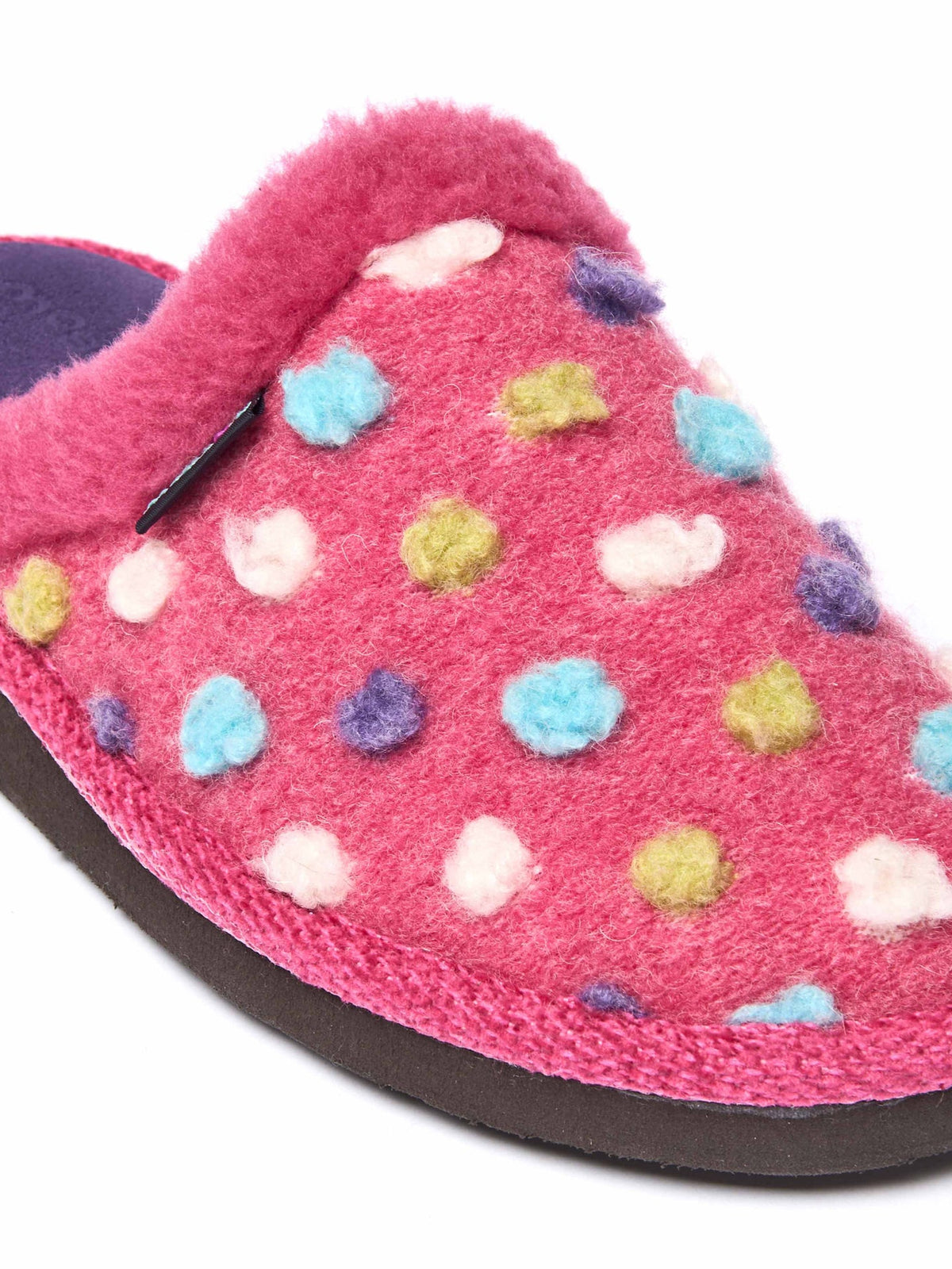 Pink colourful spotty mule slippers - MALIA 2 PINK