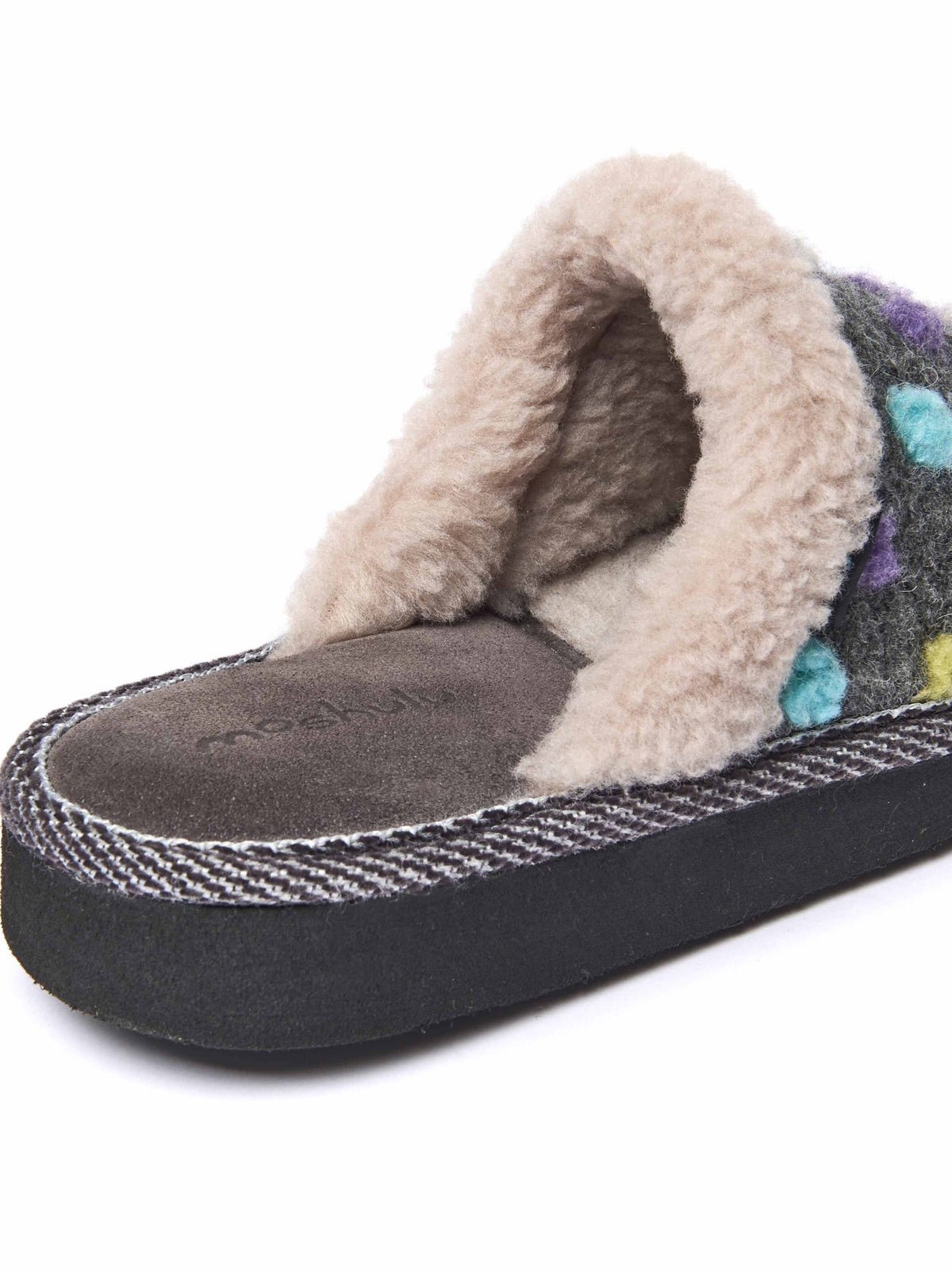 Grey colourful spotty mule slippers - MALIA 2 SLATE