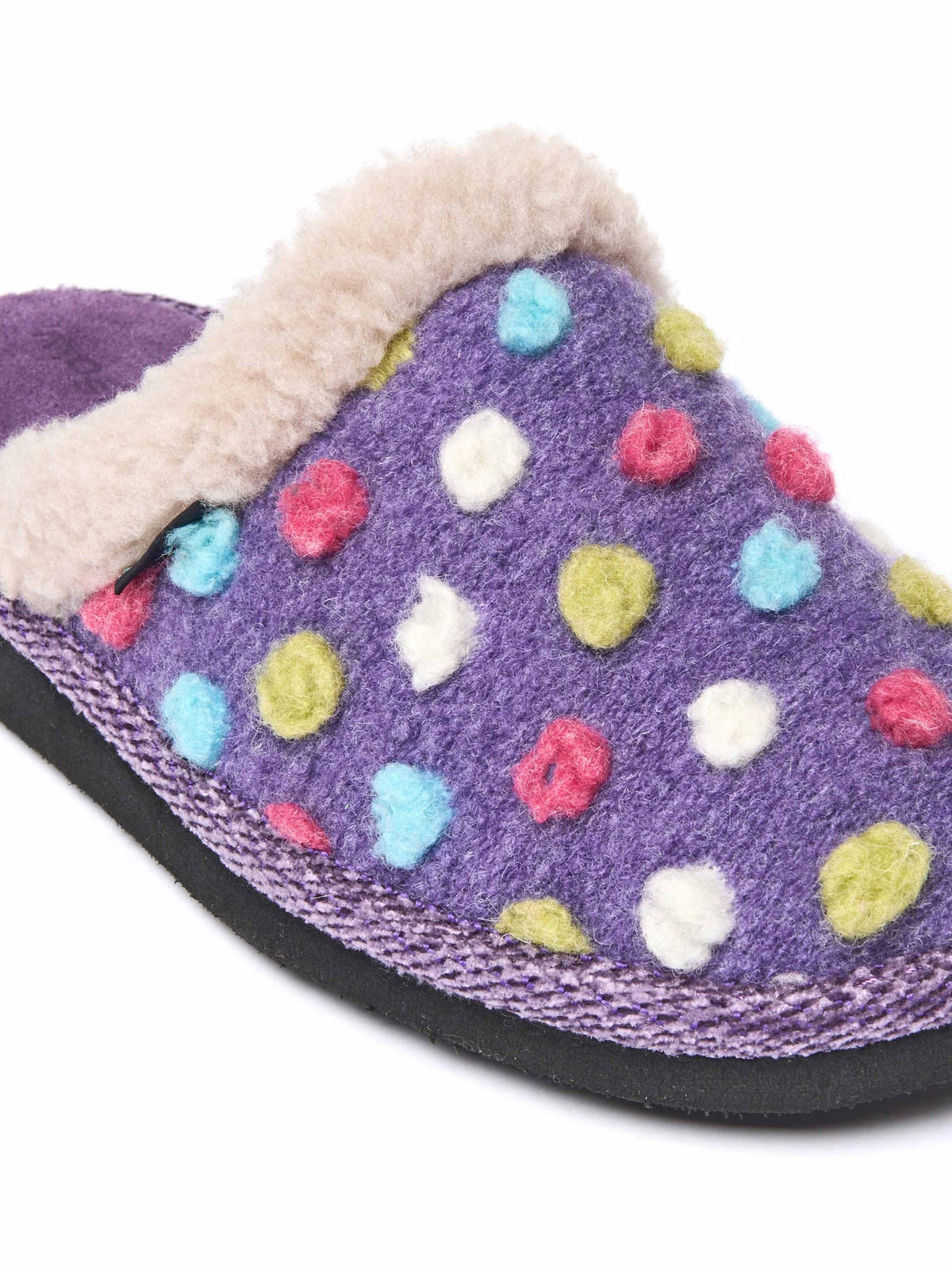 Purple colourful spotty mule slippers - MALIA 2 VIOLET