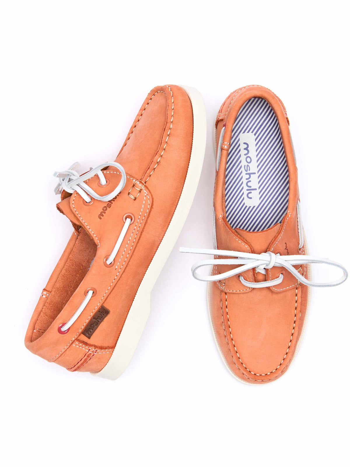 Orange ladies nubuck boat shoes - SALCOMBE 3 PAPAYA NUBUCK