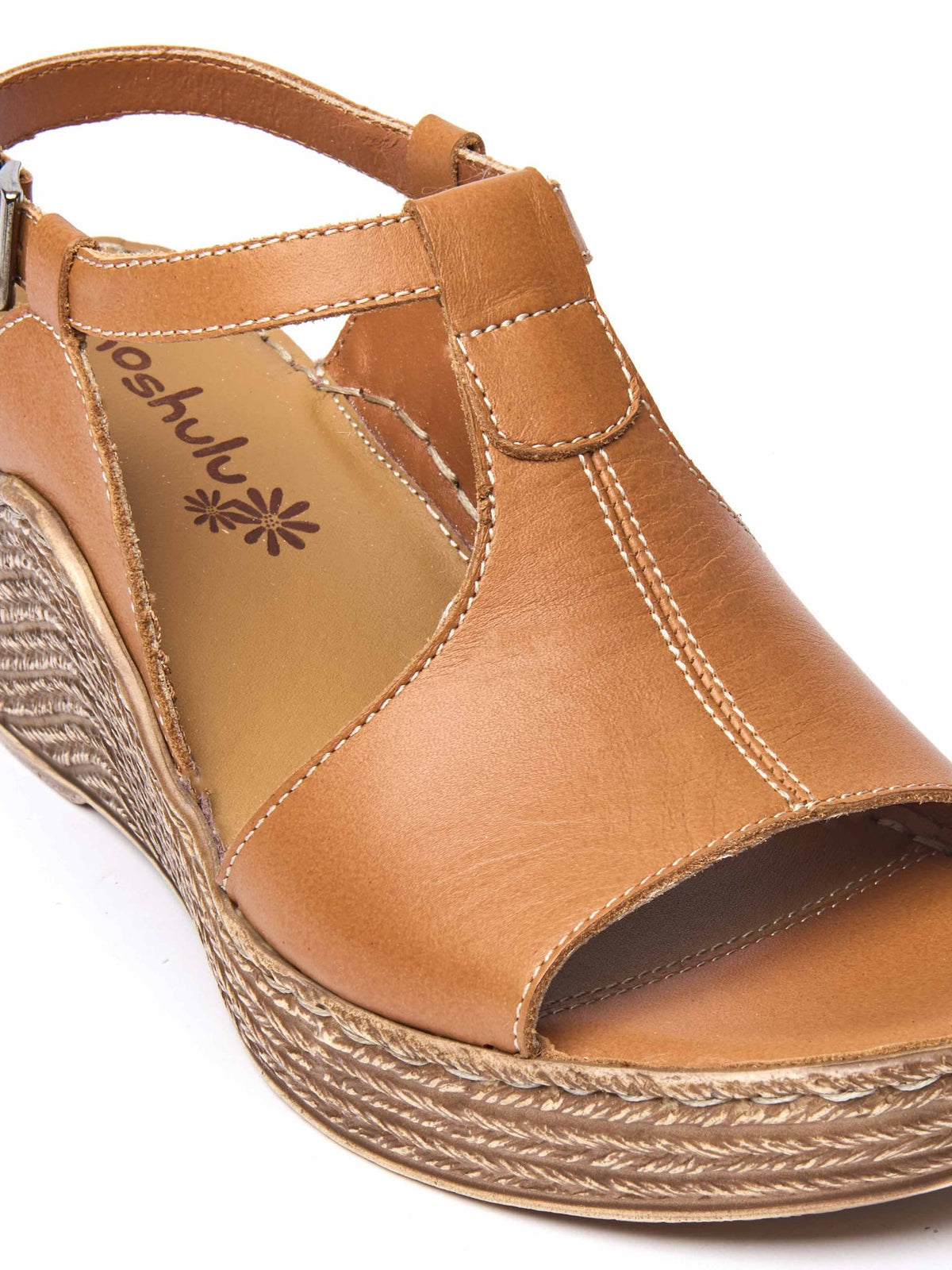 Brown t-bar wedge sandals - PEACH MELBA 2 TAN