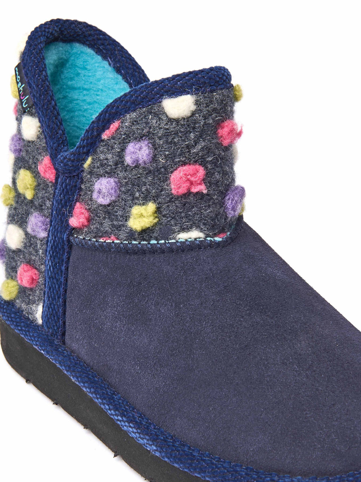 Blue spotty bootie slippers - FIRESIDE 2 INDIGO