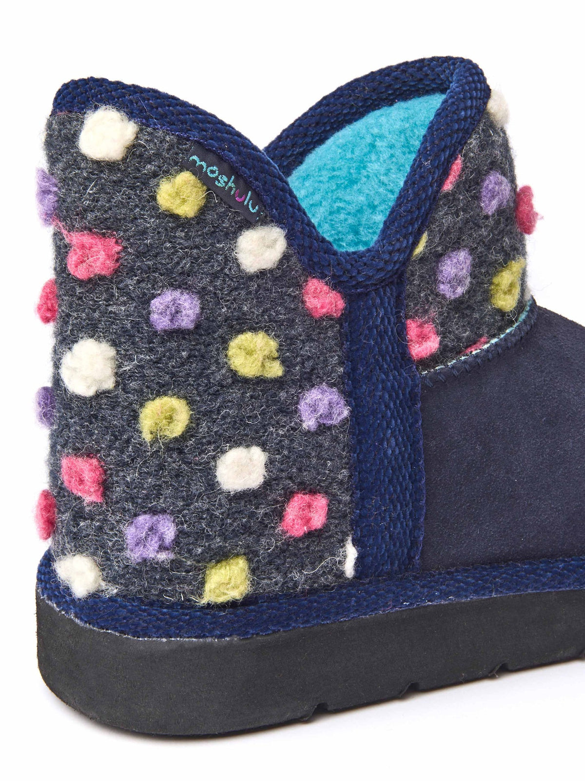 Blue spotty bootie slippers - FIRESIDE 2 INDIGO