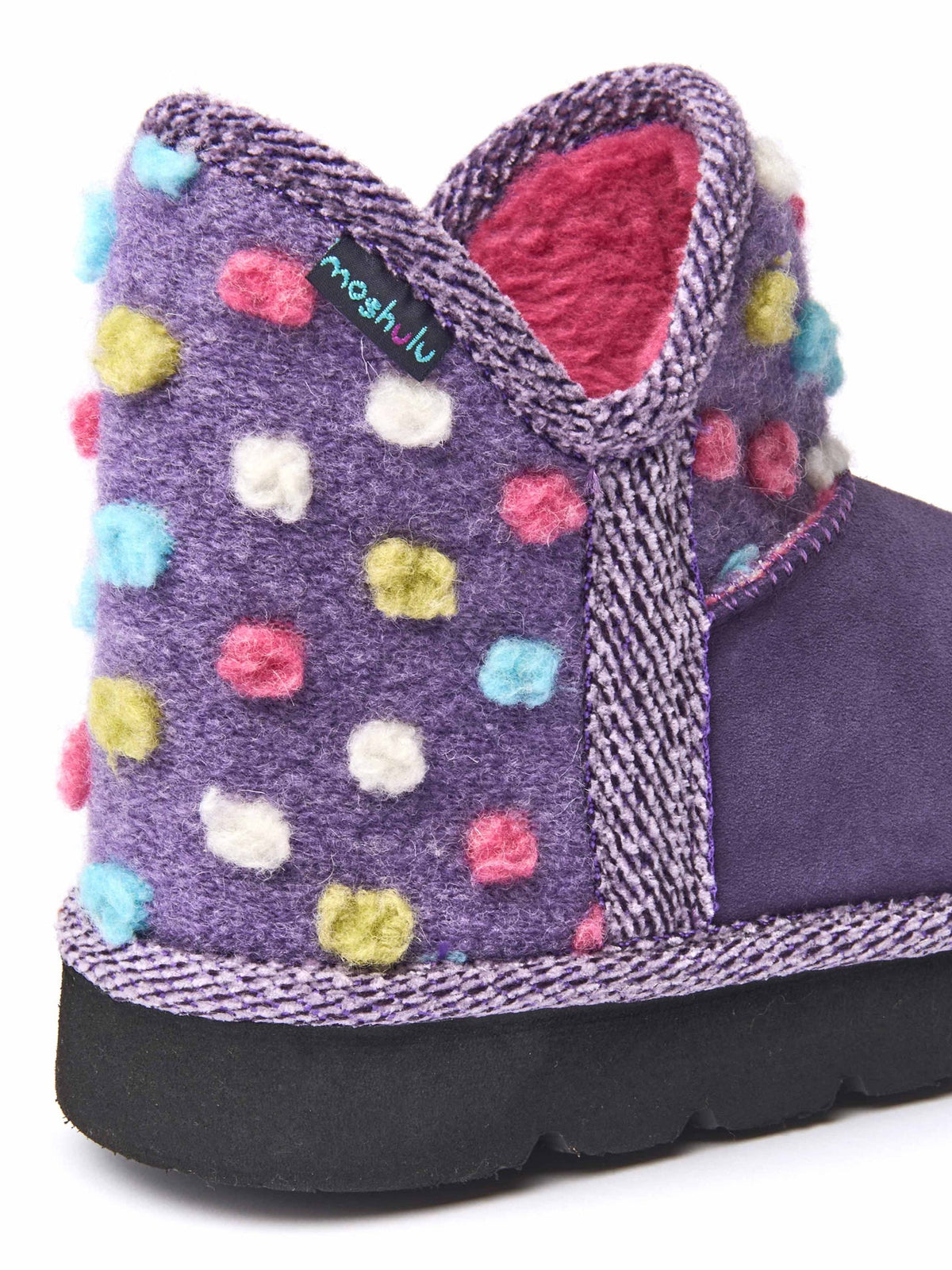 Purple spotty bootie slippers - FIRESIDE 2 VIOLET