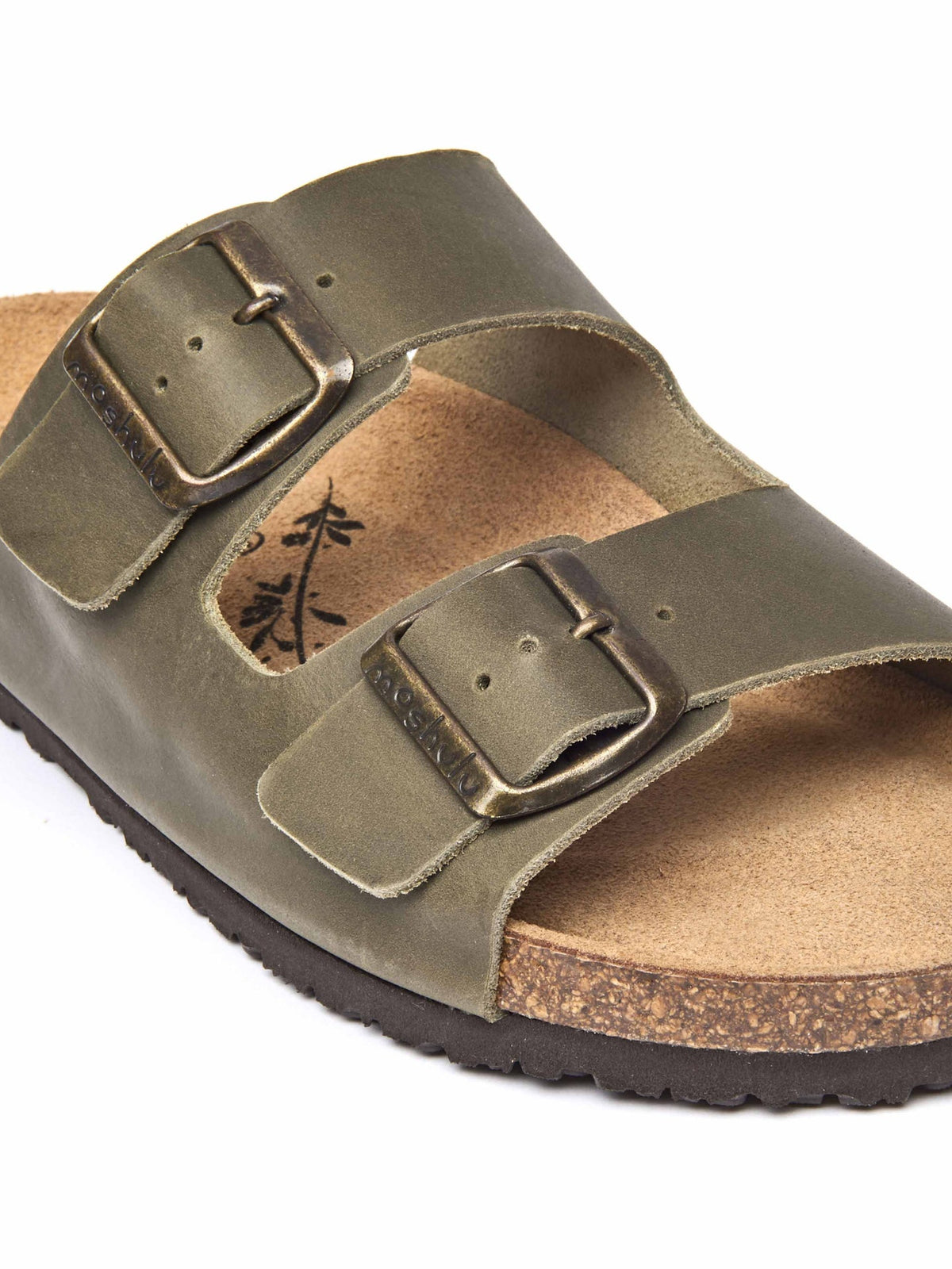 Brown cork footbed mule sandals - BAVARIA WAXY KHAKI BROWN