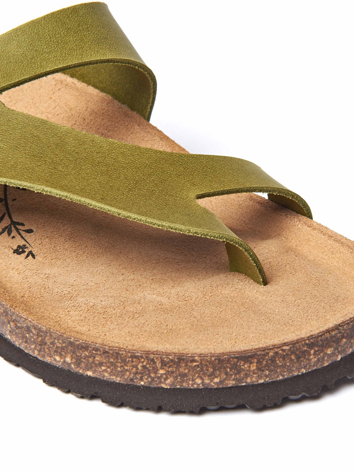 Green toe-post cork footbed sandals - WILMA WAXY PESTO GREEN