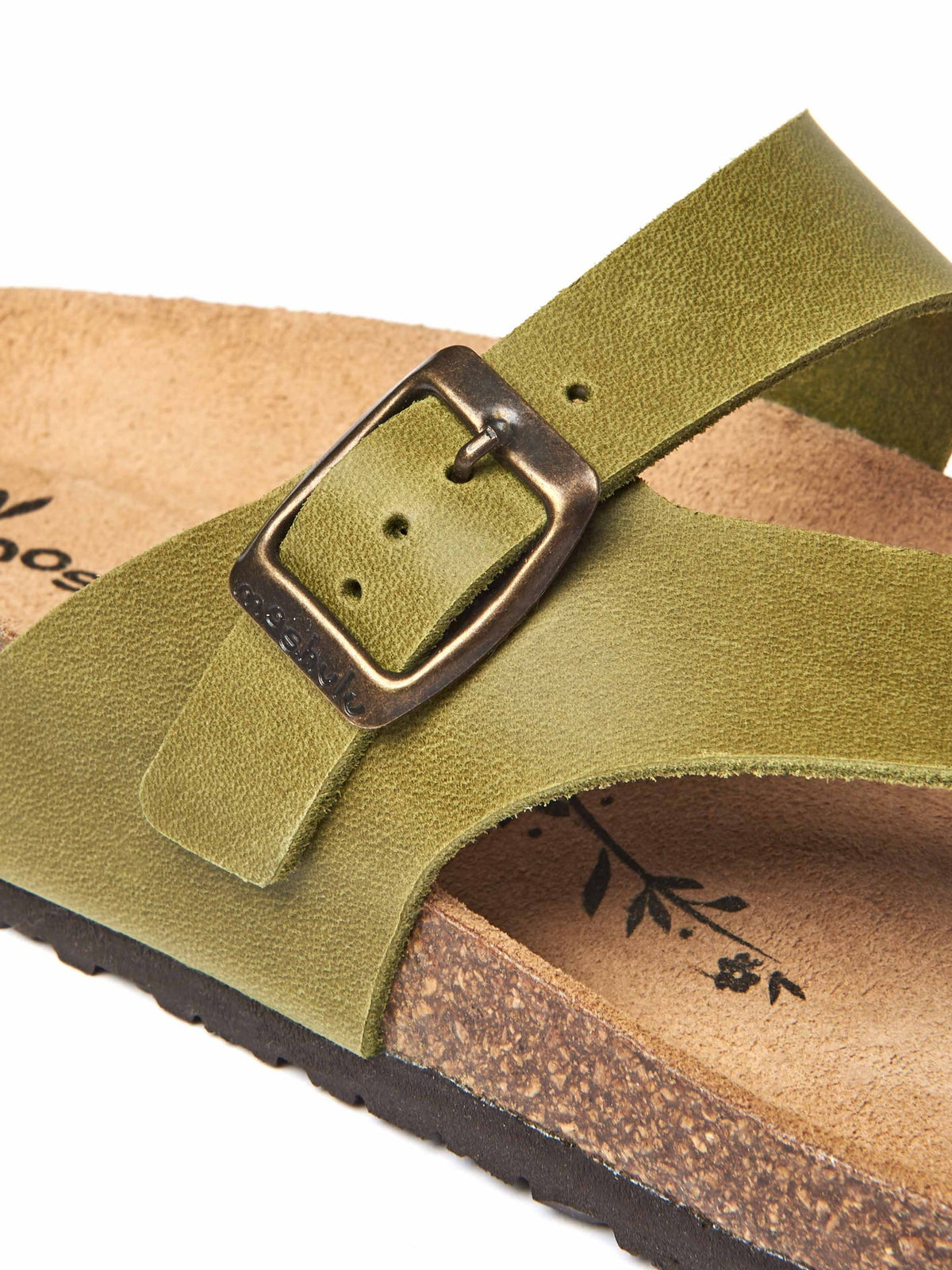 Green toe-post cork footbed sandals - WILMA WAXY PESTO GREEN