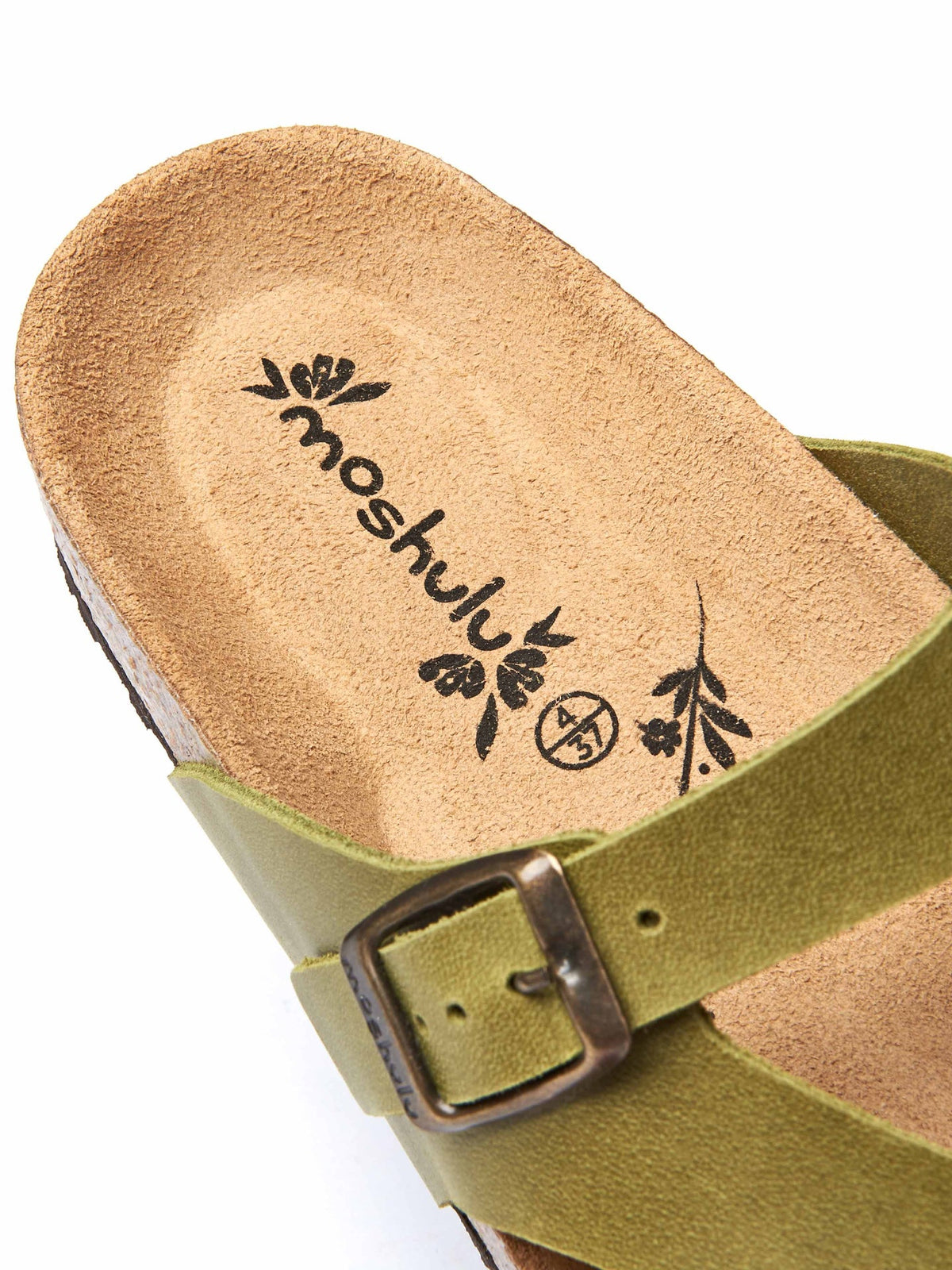 Green toe-post cork footbed sandals - WILMA WAXY PESTO GREEN