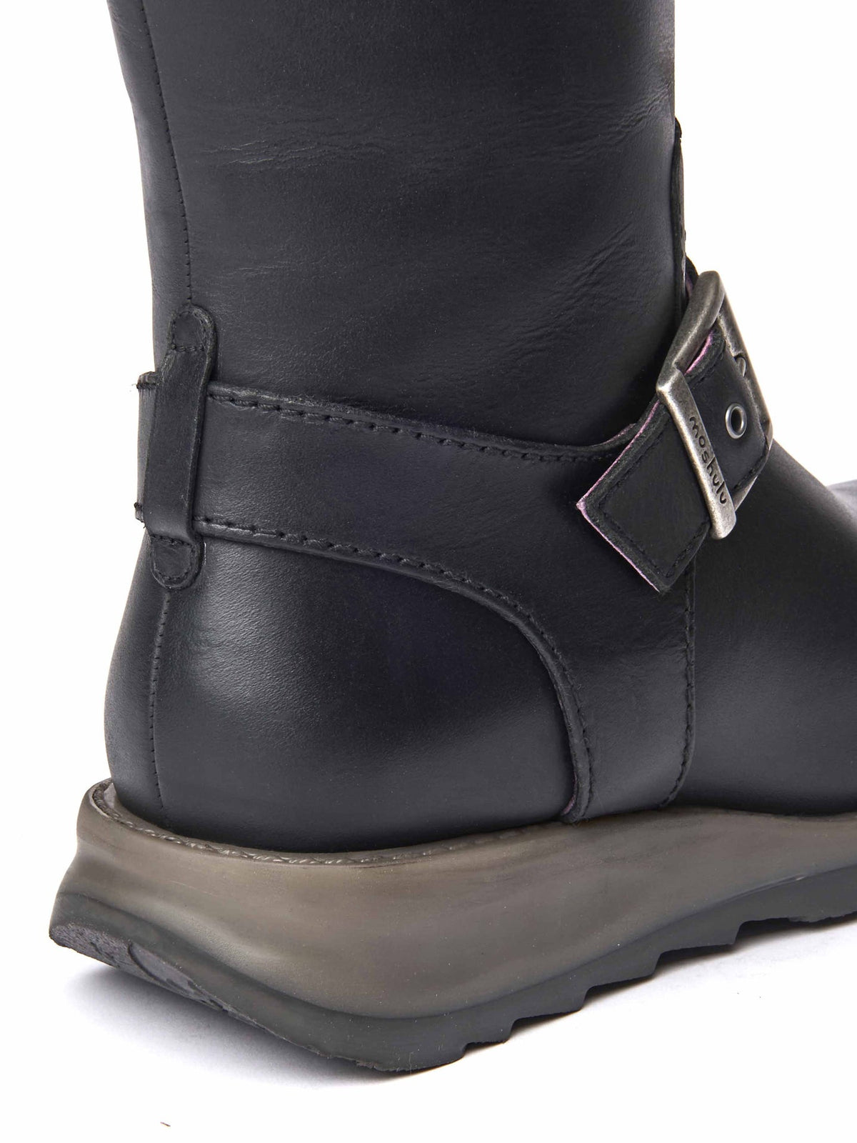 Black long leather wedge boots - STARGAZER BLACK