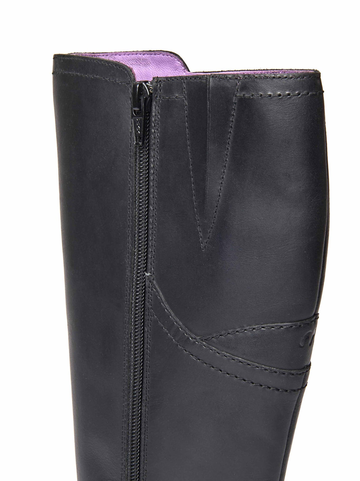 Black long leather wedge boots - STARGAZER BLACK
