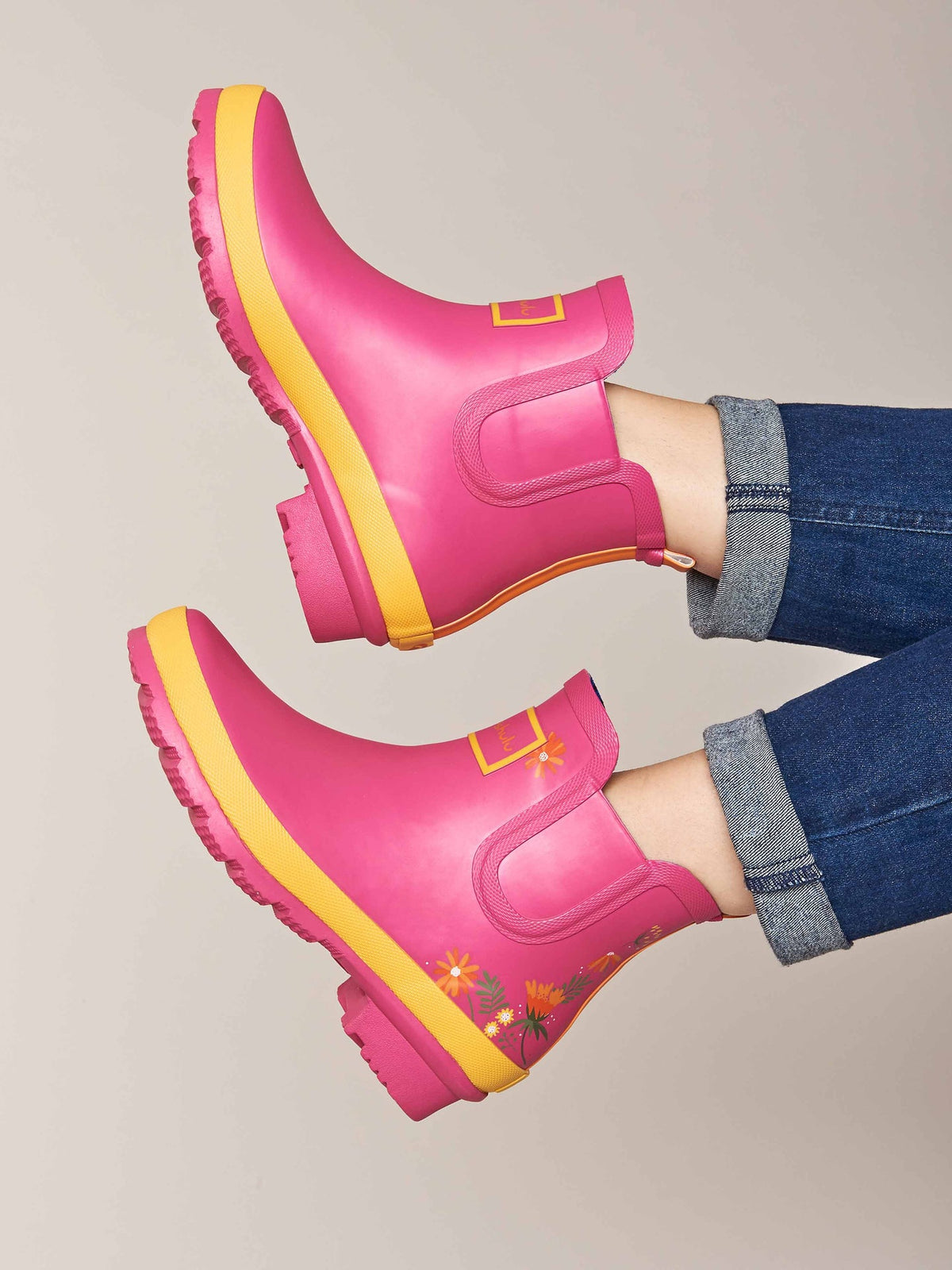 Pink Colourful short wellies - PUDDLE FUCHSIA PINK FLORAL