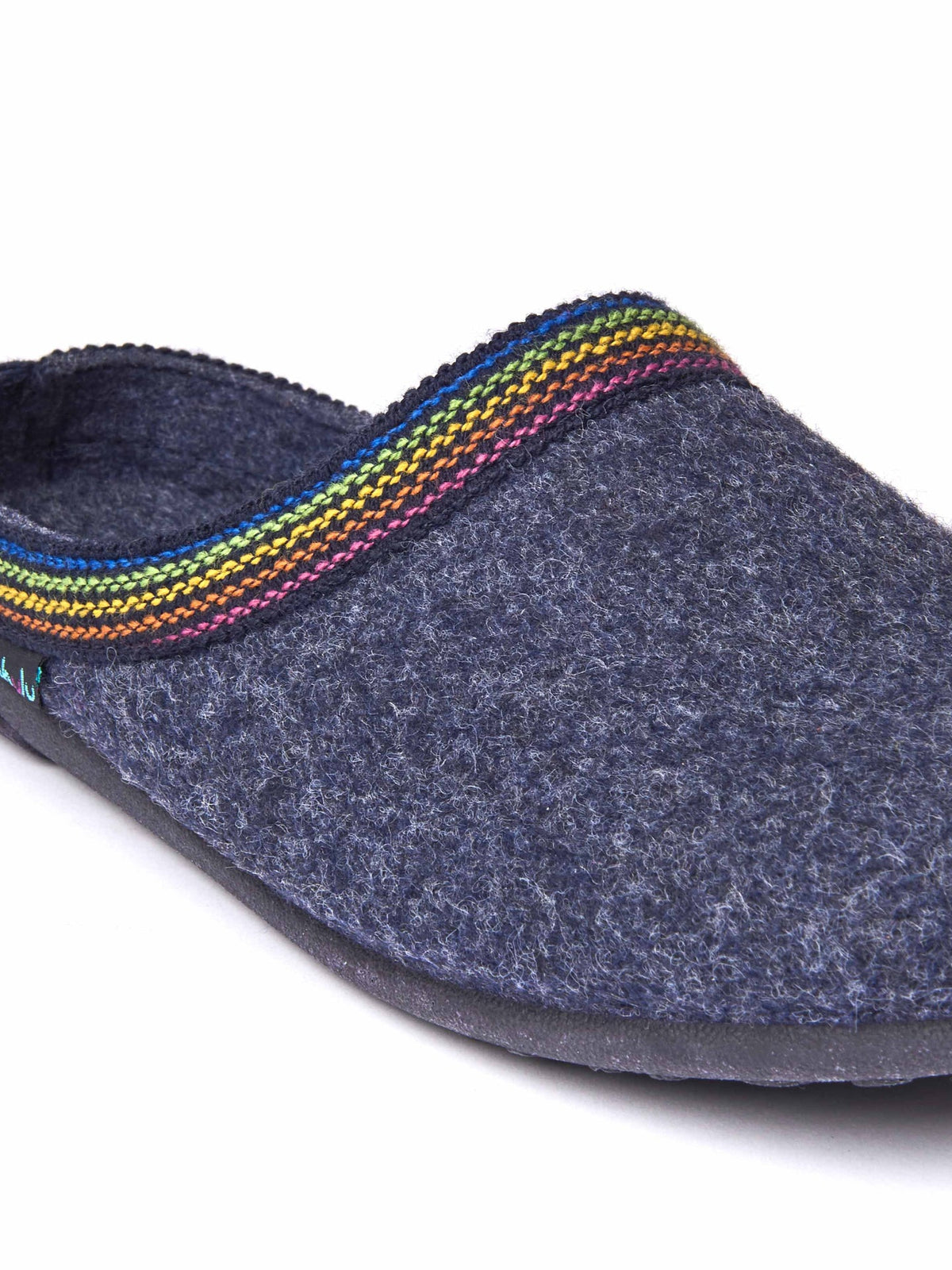 Blue recycled felt Turkish mule slippers - MIRISSA INDIGO