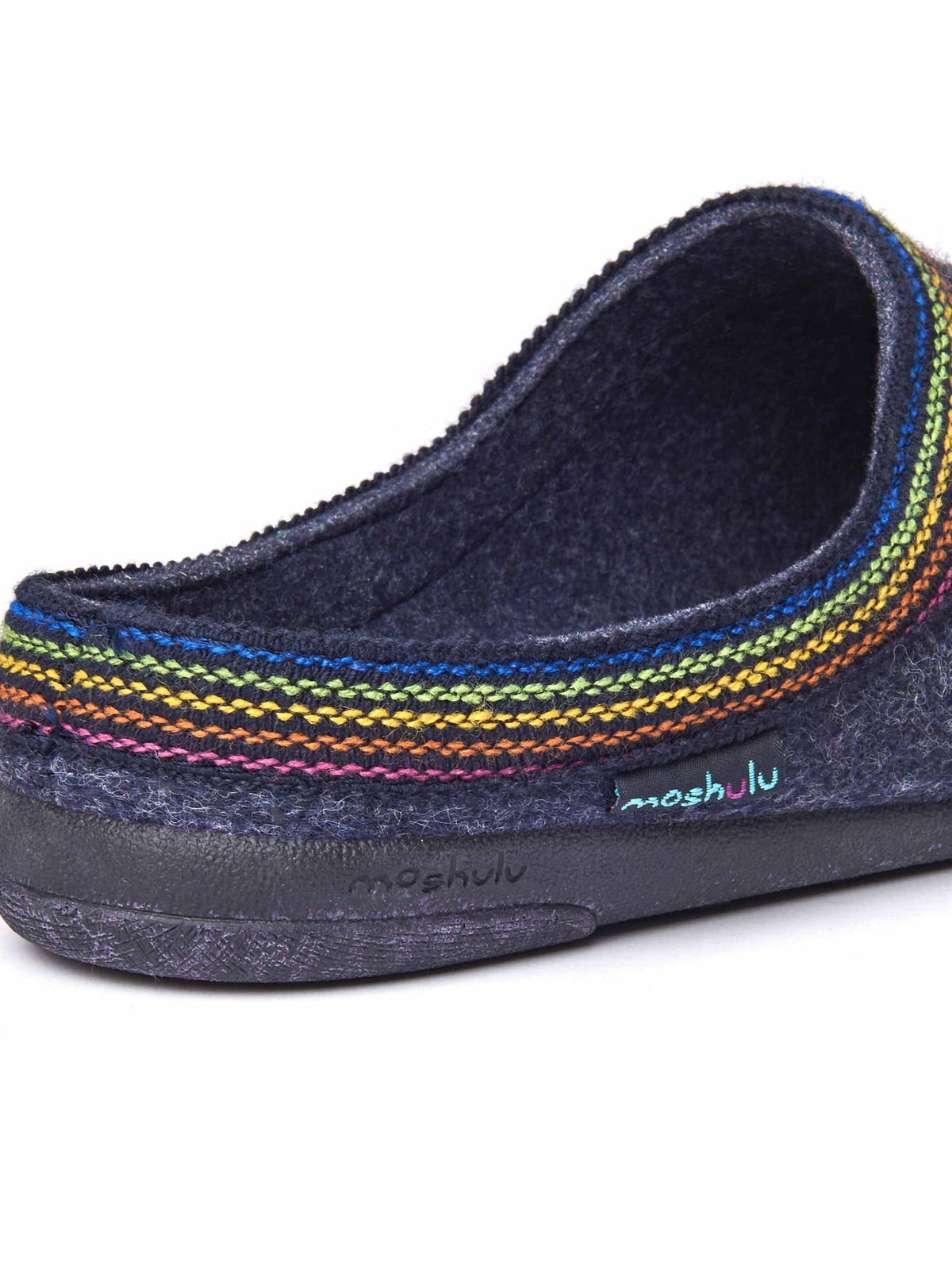 Blue recycled felt Turkish mule slippers - MIRISSA INDIGO