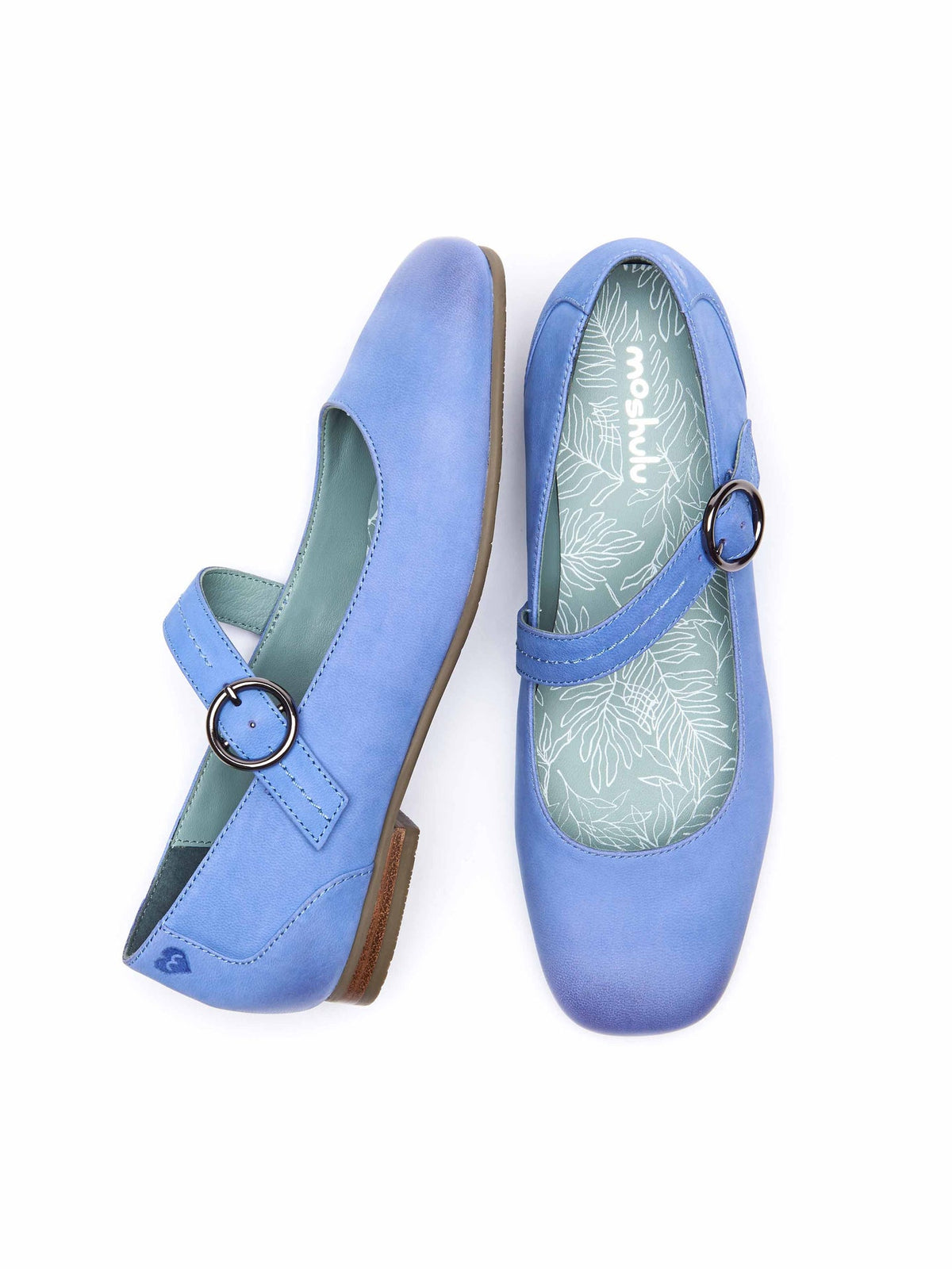Blue Nubuck strap flat shoes - REEVE 2 BLUE MUSCARI