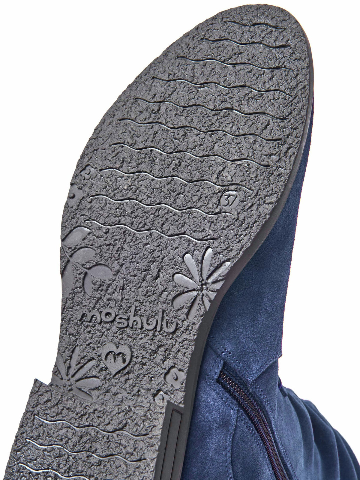 Blue ruched suede mid-length boots - GLACIER SUEDE 2 NAUTICAL BLUE
