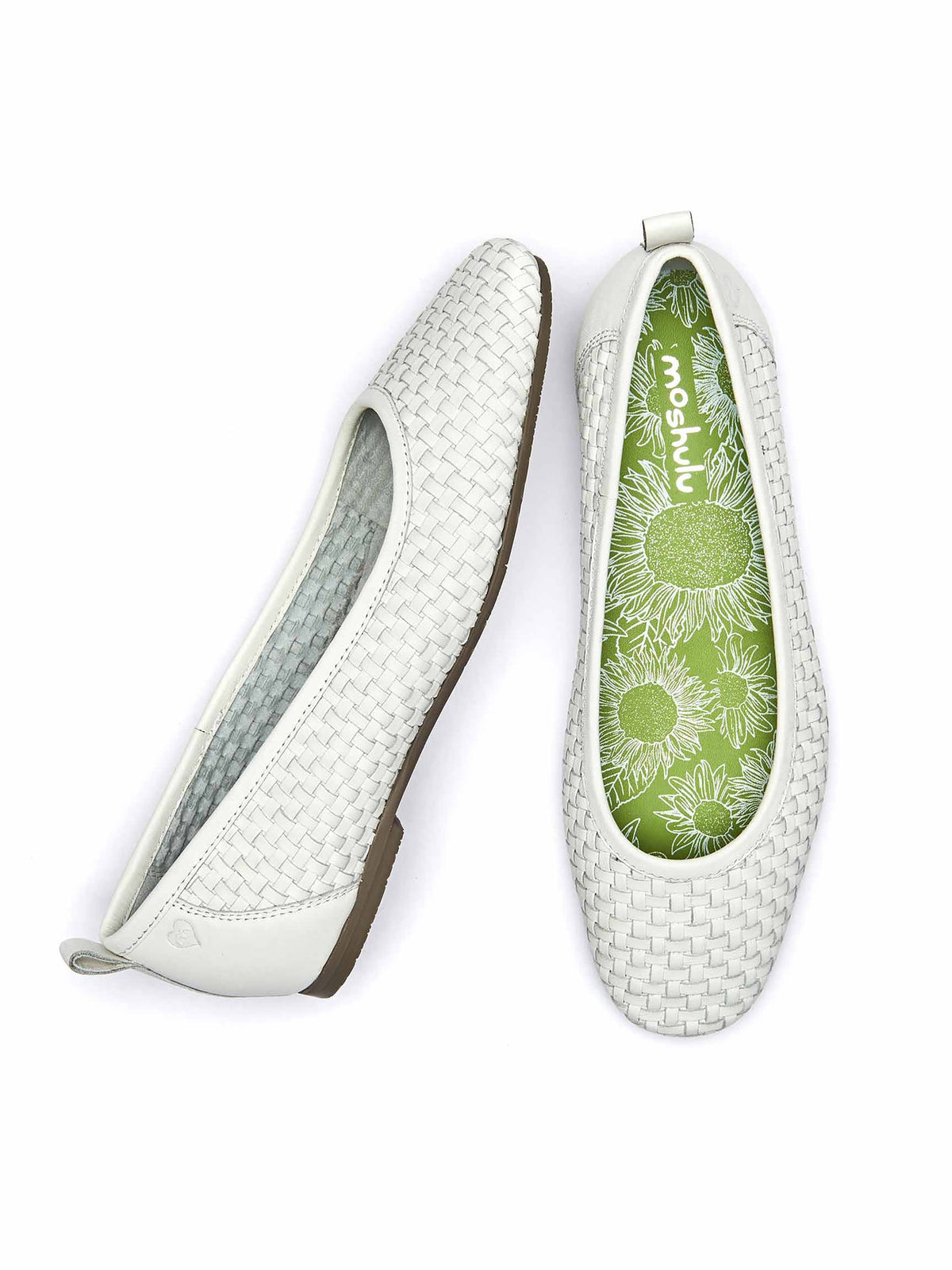 White Woven leather ballet pumps - SWANPOOL WHITE