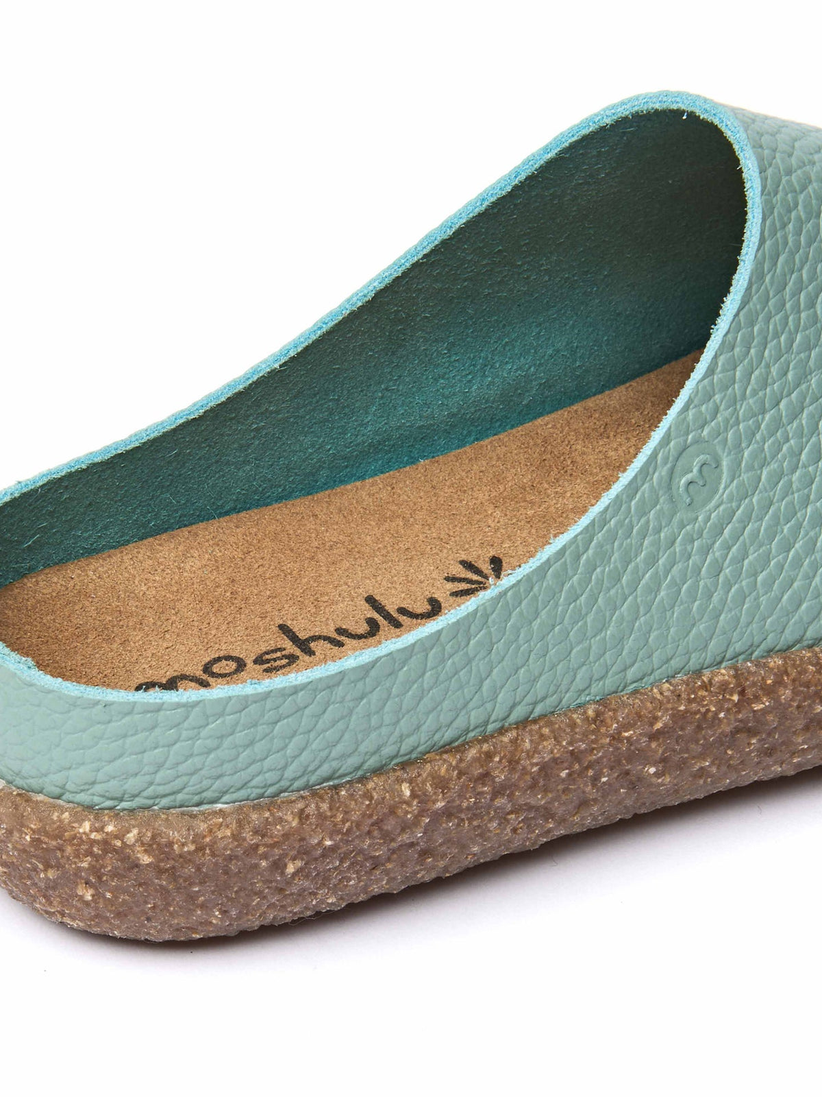 Green extra cushioned leather clogs - PEVENSEY SEA MIST LEATHER