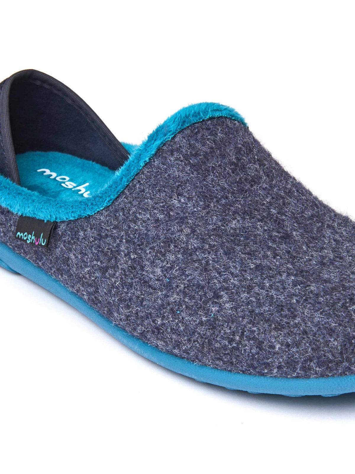 Blue ladies' felted heel cup slippers - GELENA INDIGO