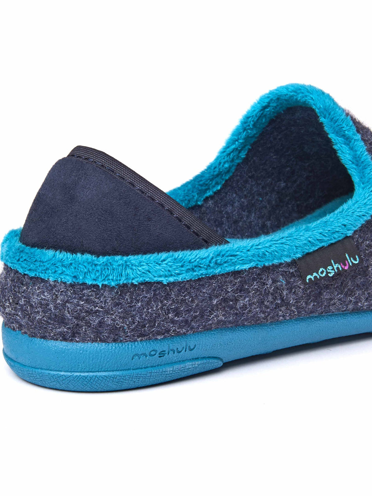 Blue ladies' felted heel cup slippers - GELENA INDIGO