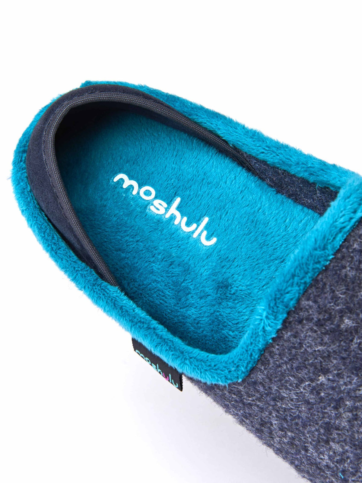Blue ladies' felted heel cup slippers - GELENA INDIGO