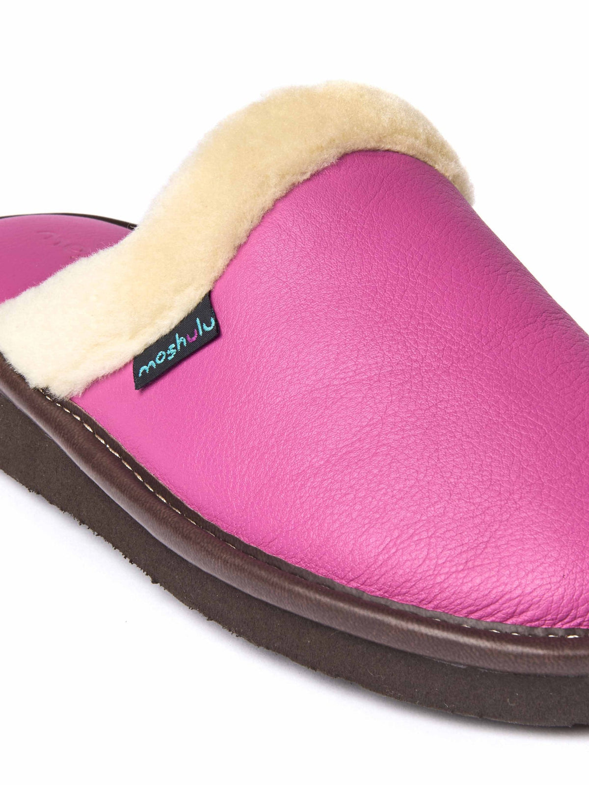 Pink classic leather mule slippers - ADELE 2 FUCHSIA PINK