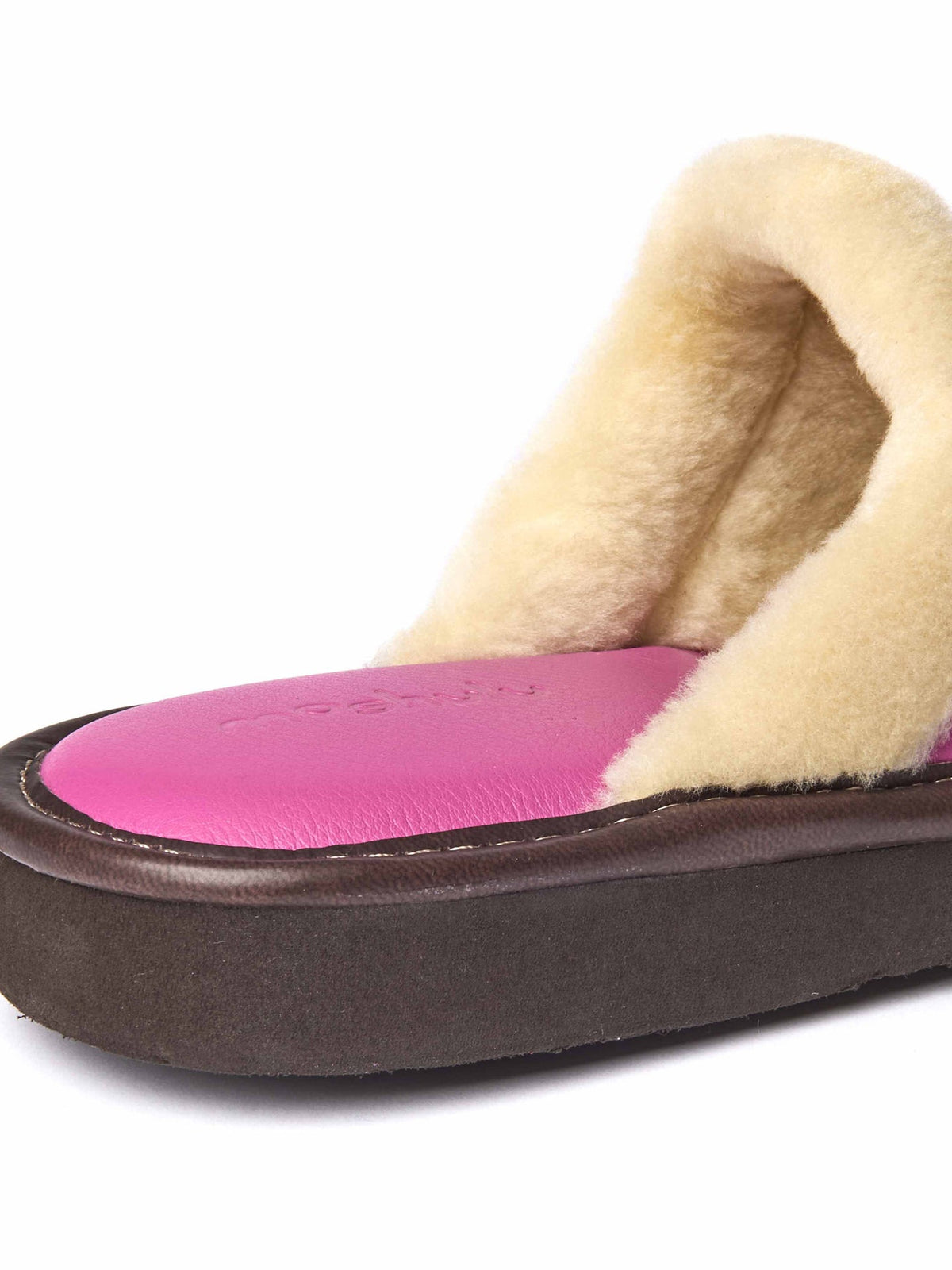 Pink classic leather mule slippers - ADELE 2 FUCHSIA PINK
