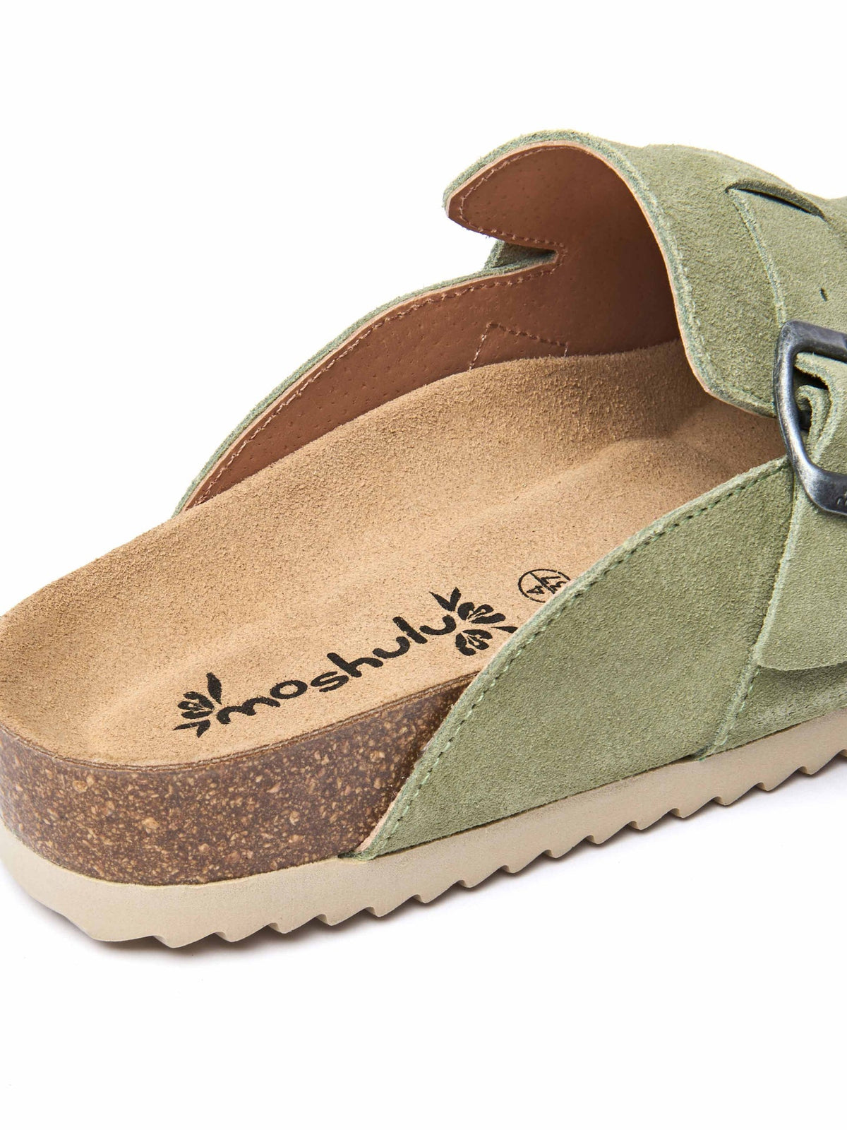 Green suede cork footbed clogs - TULIPA 2 SAGE GREEN SUEDE