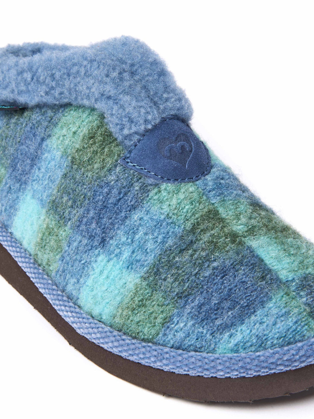 Blue felt plaid ankle boot slippers - NANIS BLUE PLAID