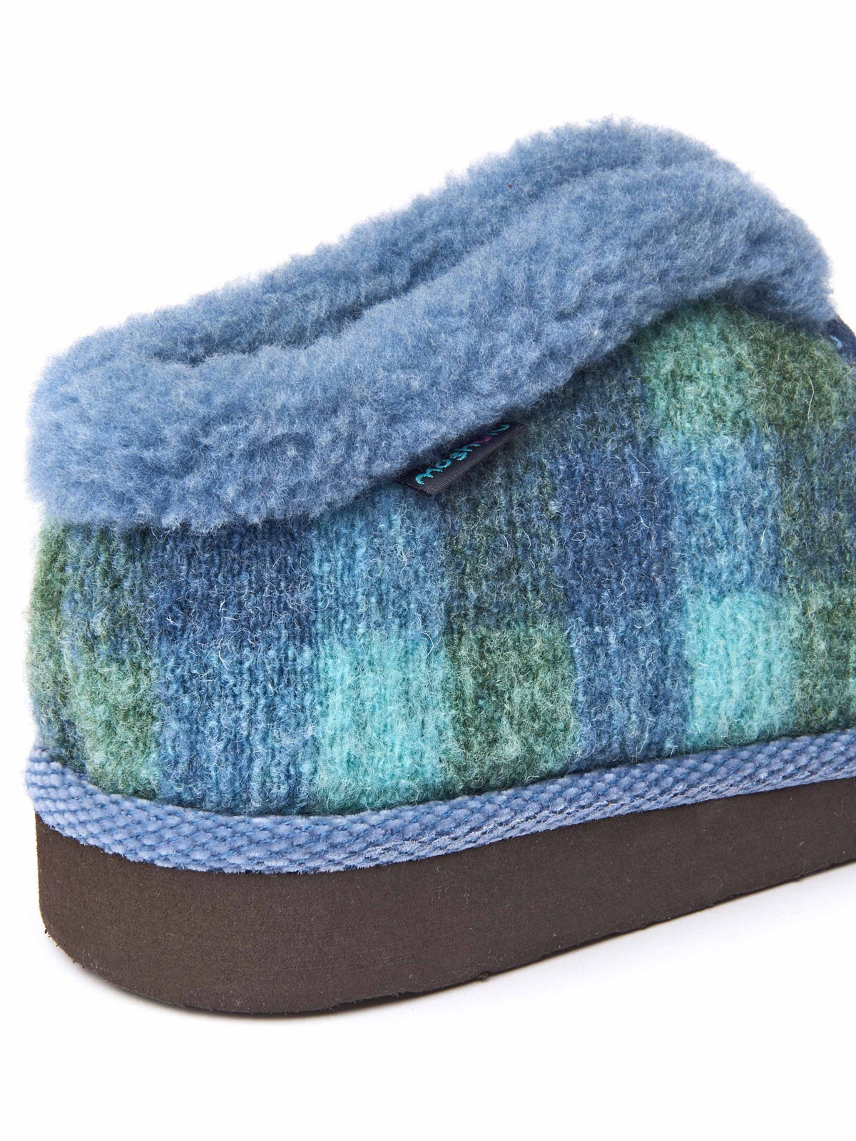Blue felt plaid ankle boot slippers - NANIS BLUE PLAID
