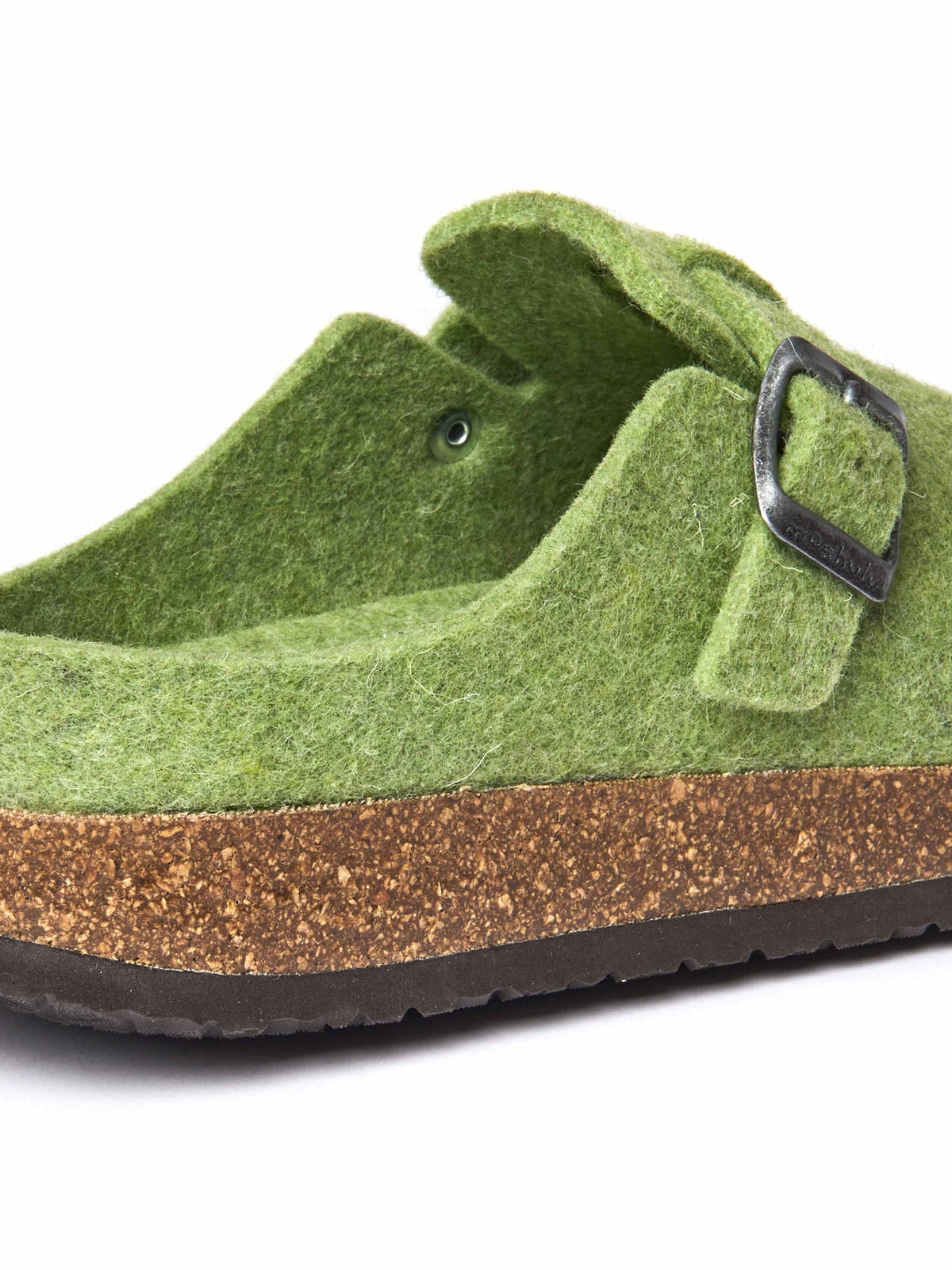 Green wool felt clog mule slippers - CECILIA GREENERY
