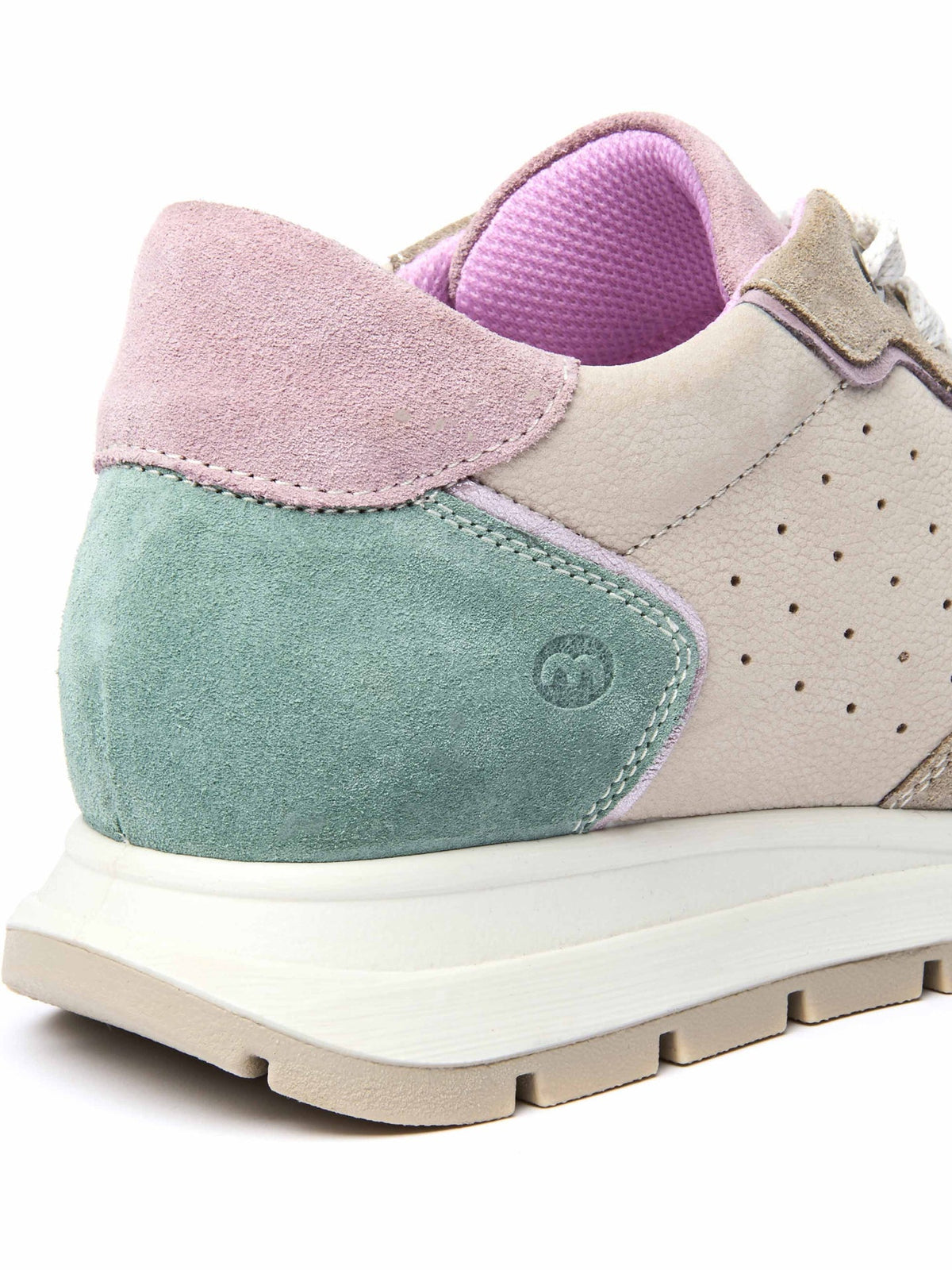 Neutral lace up mesh panel trainers - TERESA SAND MULTI