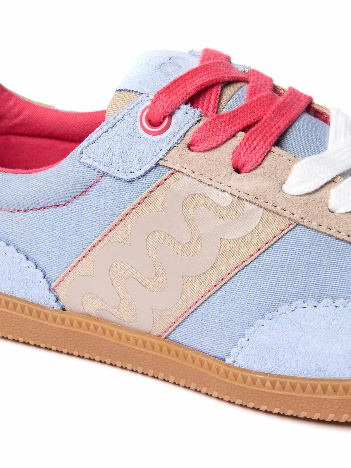 Blue sporty lace up trainers - MARGOT CORNFLOWER BLUE/ECRU BEIGE