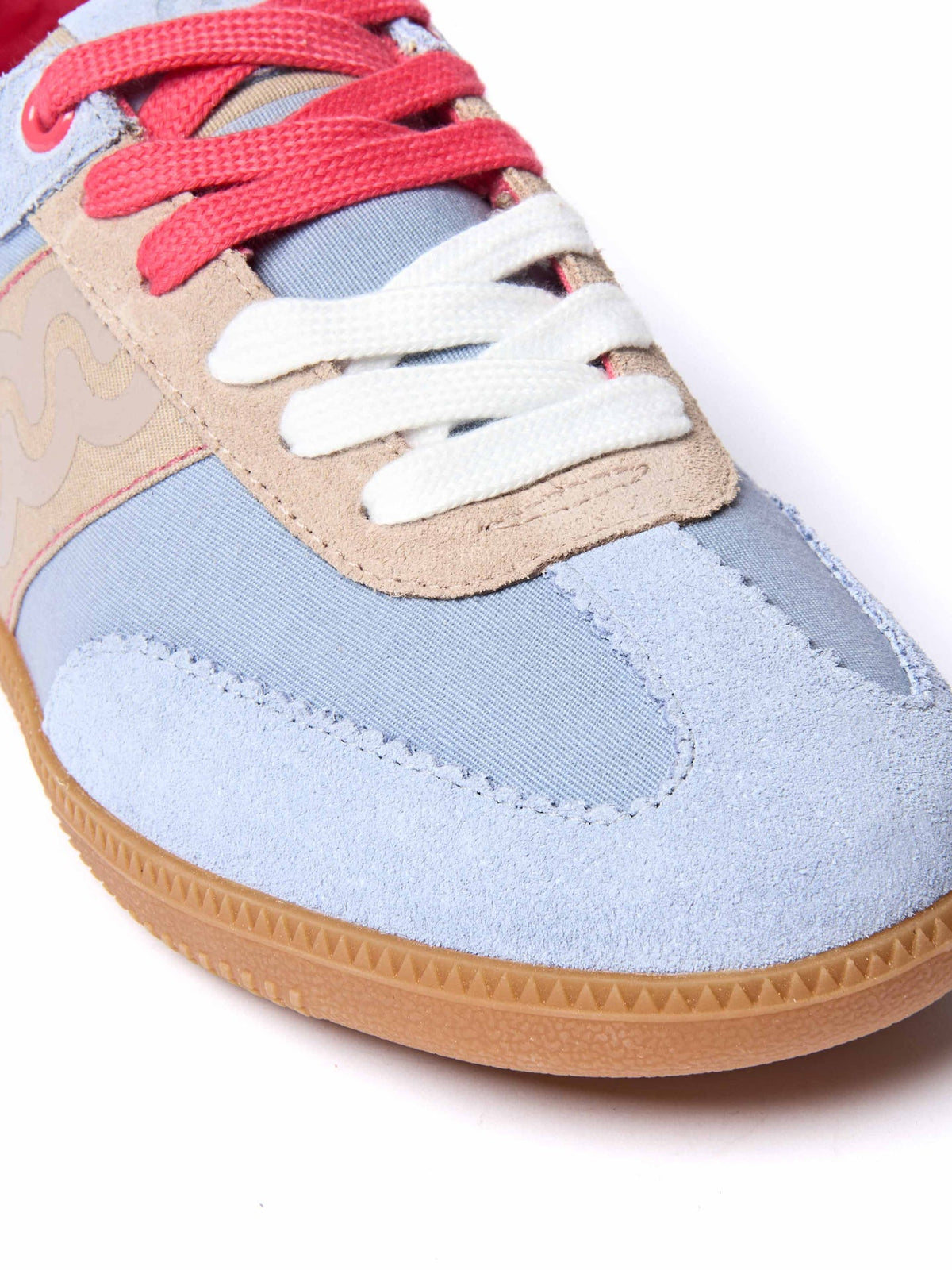 Blue sporty lace up trainers - MARGOT CORNFLOWER BLUE/ECRU BEIGE