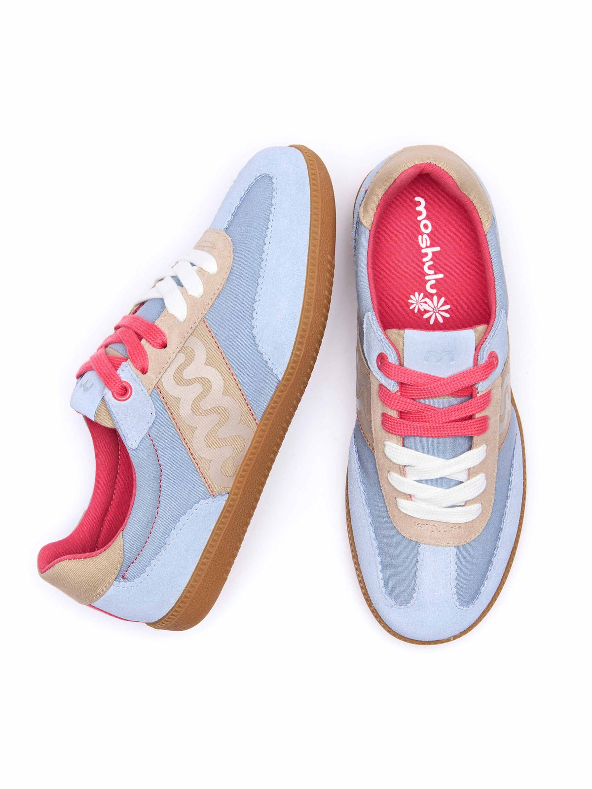 Blue sporty lace up trainers - MARGOT CORNFLOWER BLUE/ECRU BEIGE
