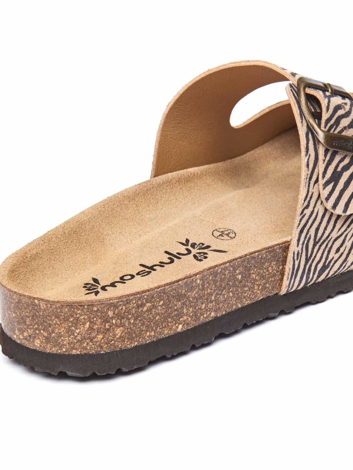 Animal print leather cork footbed sandals - DANUBE 2 ZEBRA PRINT