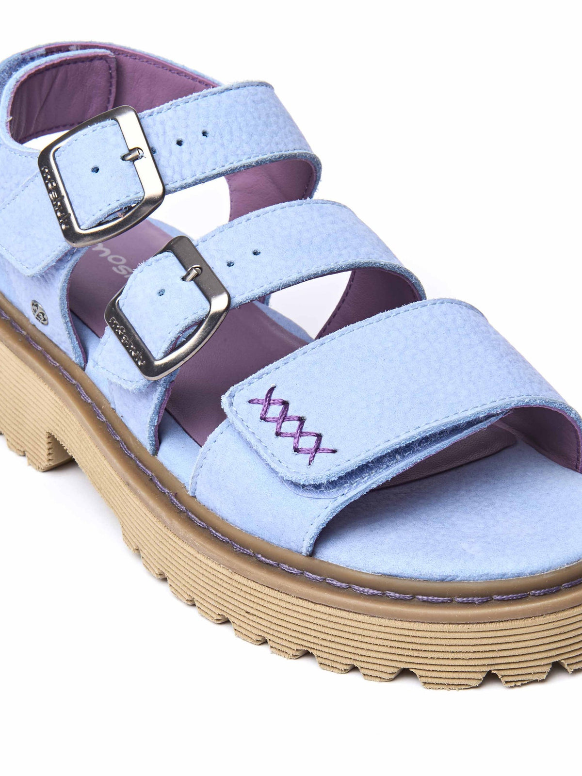 Blue chunky adjustable city sandals - DIANTHA CORNFLOWER BLUE NUBUCK