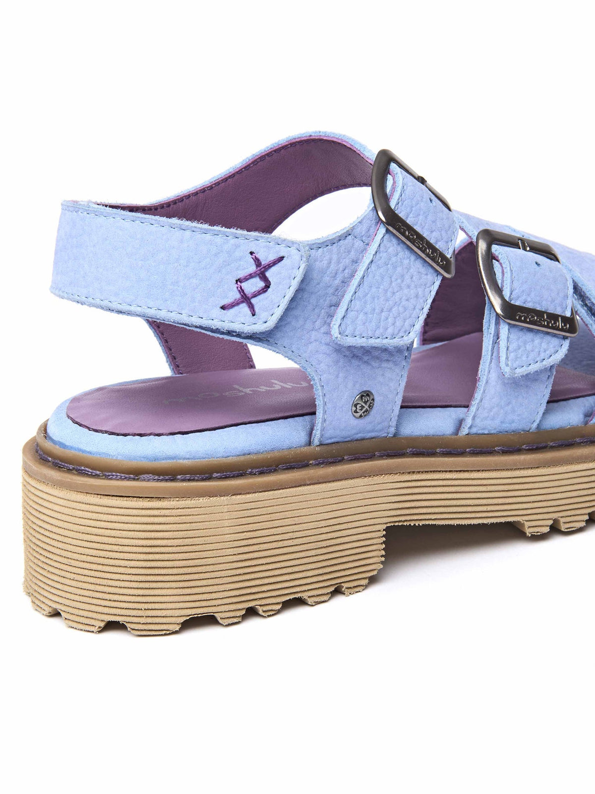 Blue chunky adjustable city sandals - DIANTHA CORNFLOWER BLUE NUBUCK