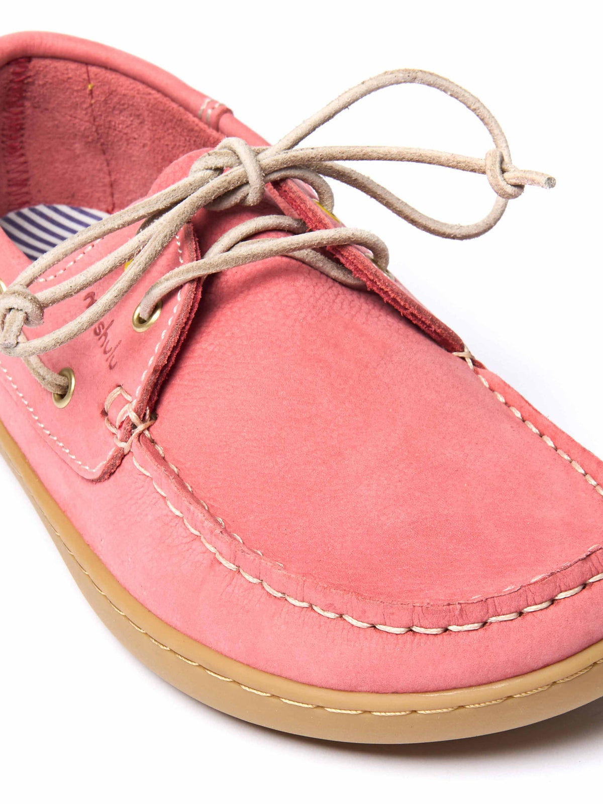 Pink flexible nubuck boat shoes - FOWEY CORAL PINK NUBUCK