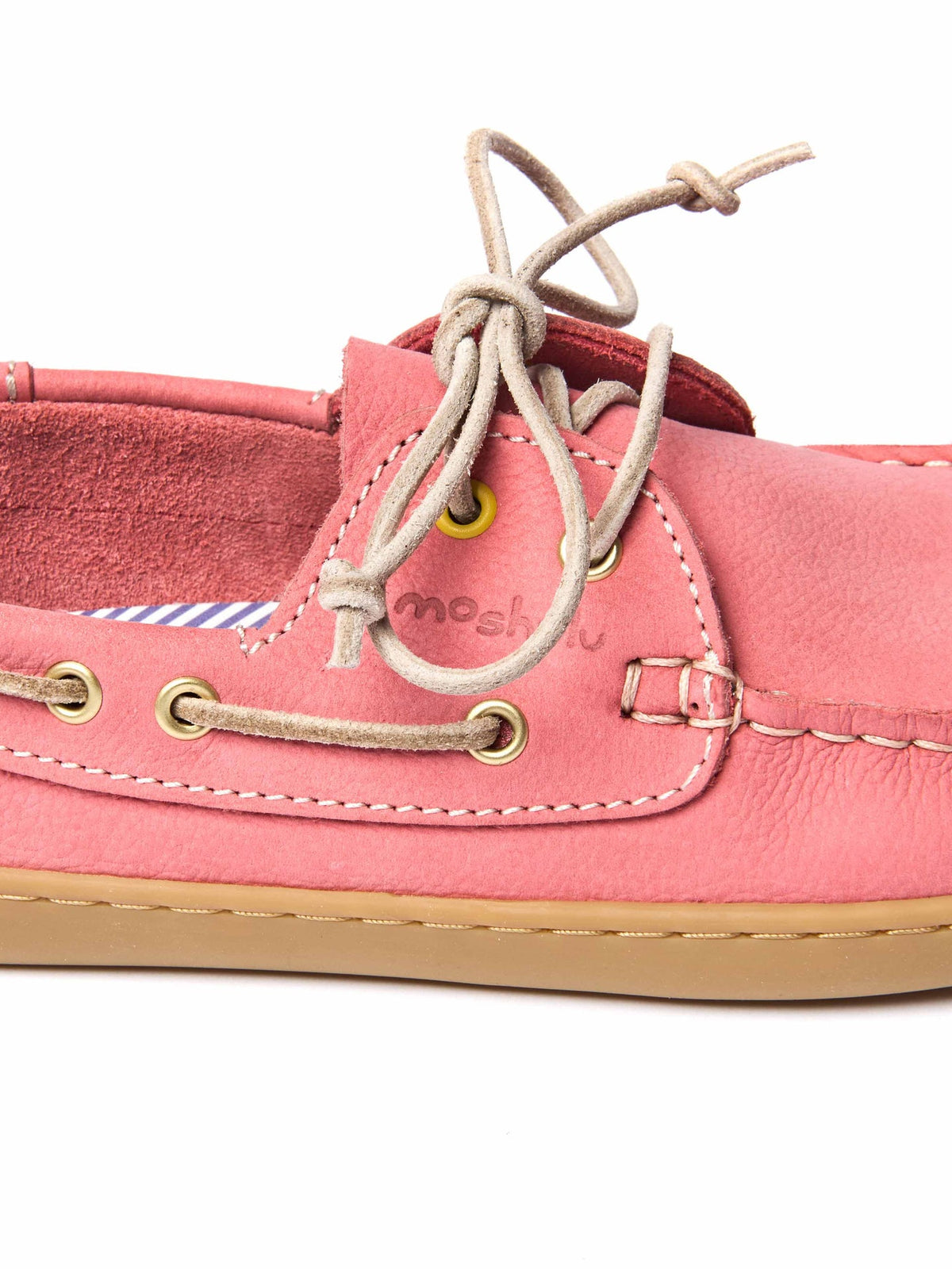 Pink flexible nubuck boat shoes - FOWEY CORAL PINK NUBUCK