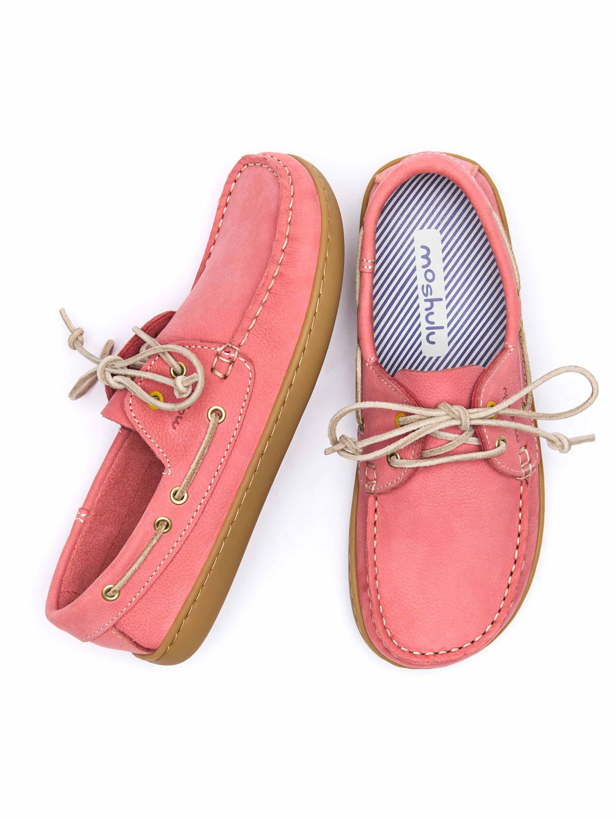 Pink flexible nubuck boat shoes - FOWEY CORAL PINK NUBUCK