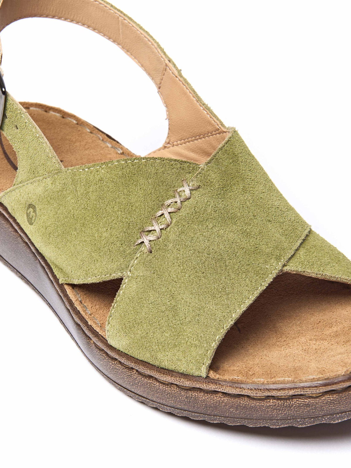 Green slingback crossover sandals - SANTA BARBARA LICHEN GREEN SUEDE