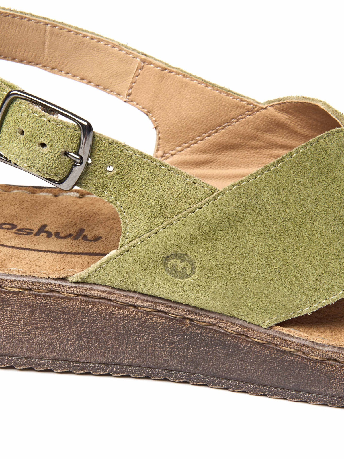 Green slingback crossover sandals - SANTA BARBARA LICHEN GREEN SUEDE
