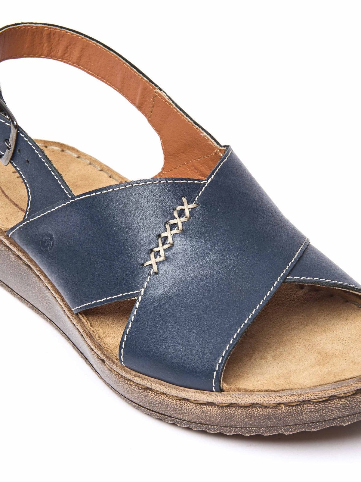 Blue slingback crossover sandals - SANTA BARBARA INDIGO LEATHER