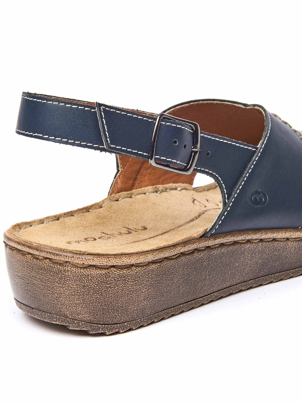 Blue slingback crossover sandals - SANTA BARBARA INDIGO LEATHER