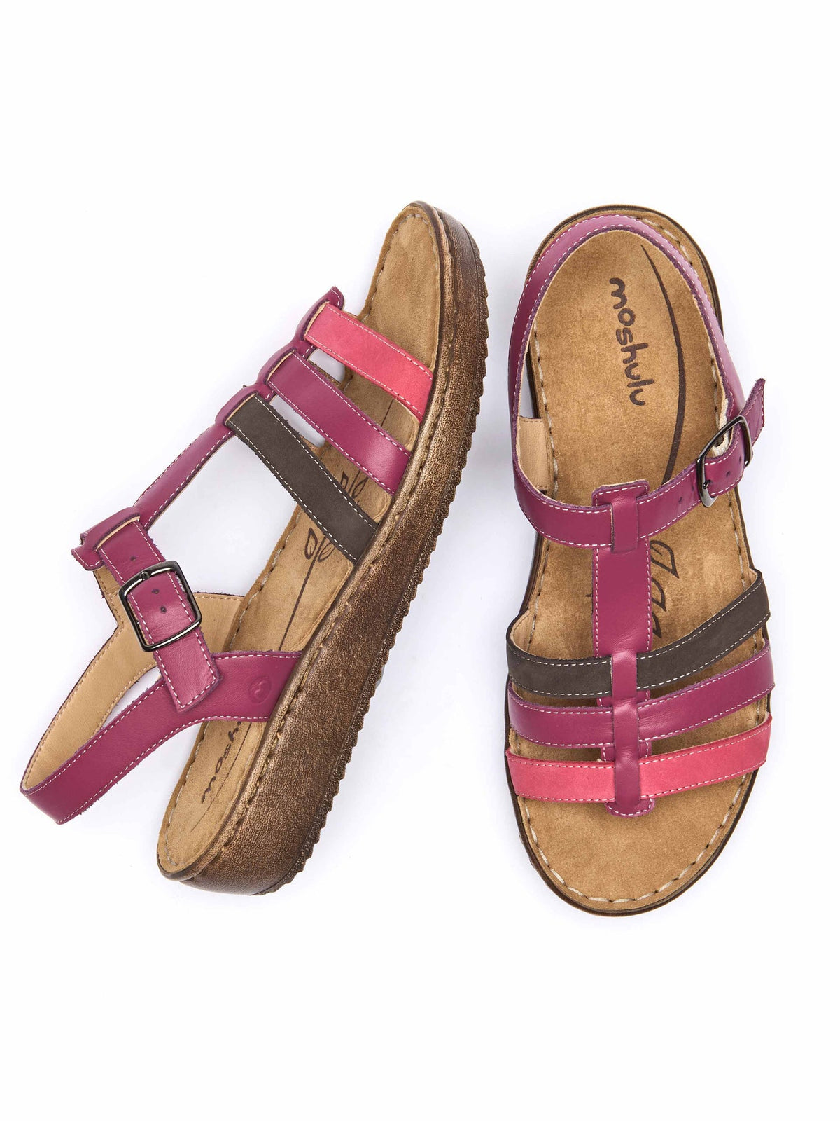 Pink platform wedge strappy sandals - PARADAS FUCHSIA PINK MULTI LEATHER